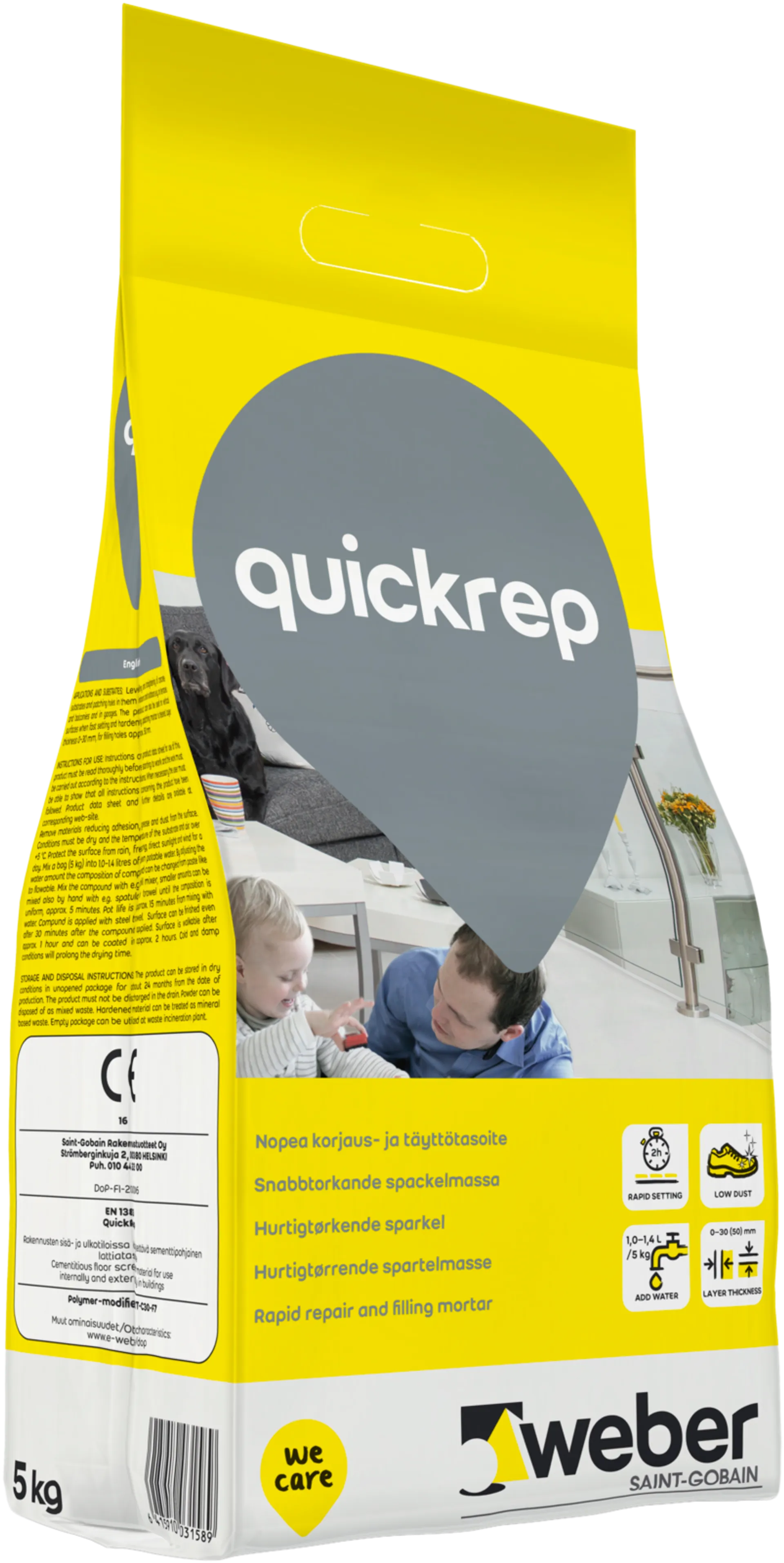 Weber QuickRep Nopea korjaus- ja täyttötasoite QuickRep5 kg