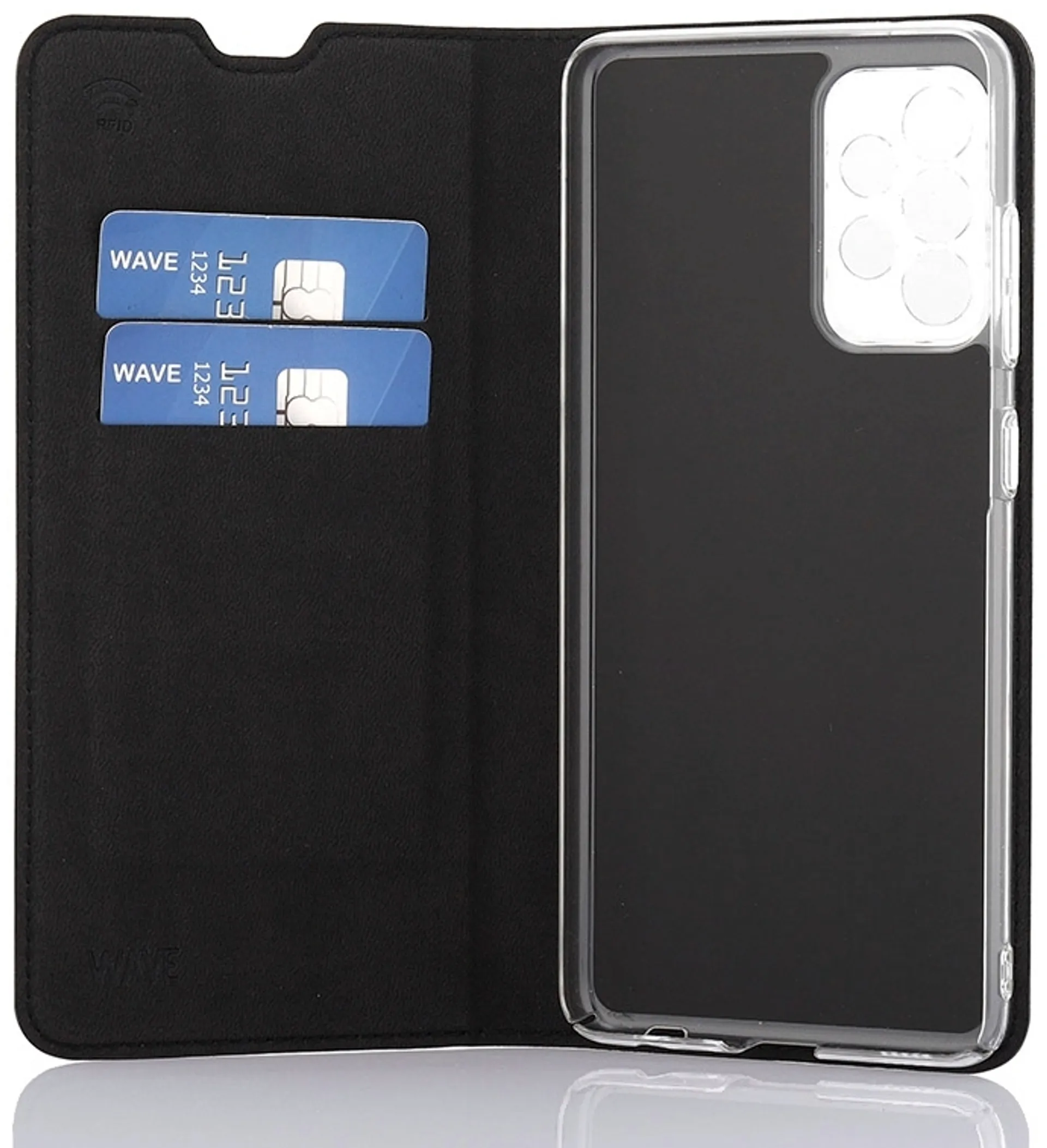 Wave Book Case, Samsung Galaxy A52s 5G / Samsung Galaxy A52 5G / Samsung Galaxy A52, Musta - 3