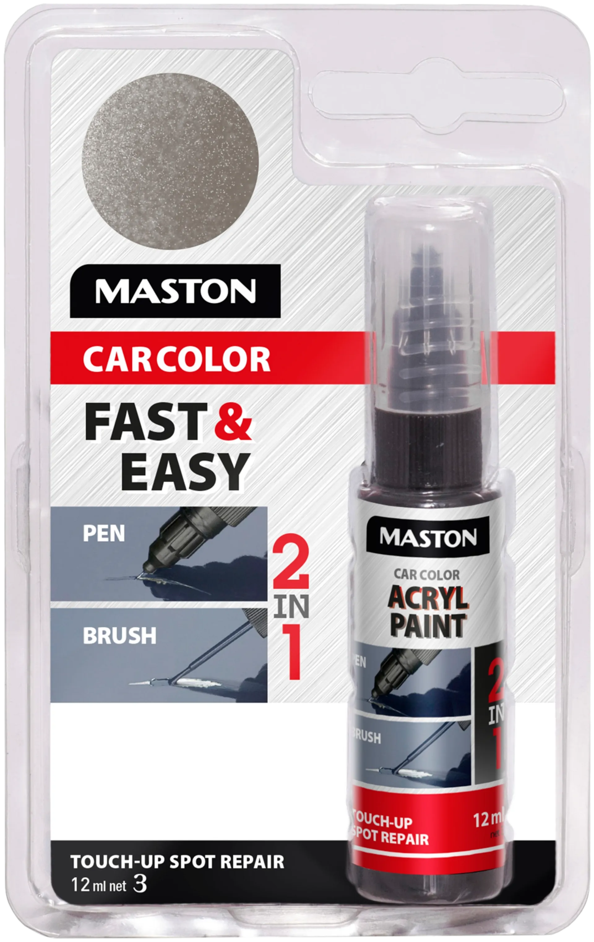 Maston korjauskynä CarColor Touch-Up hopea 7040 12 ml