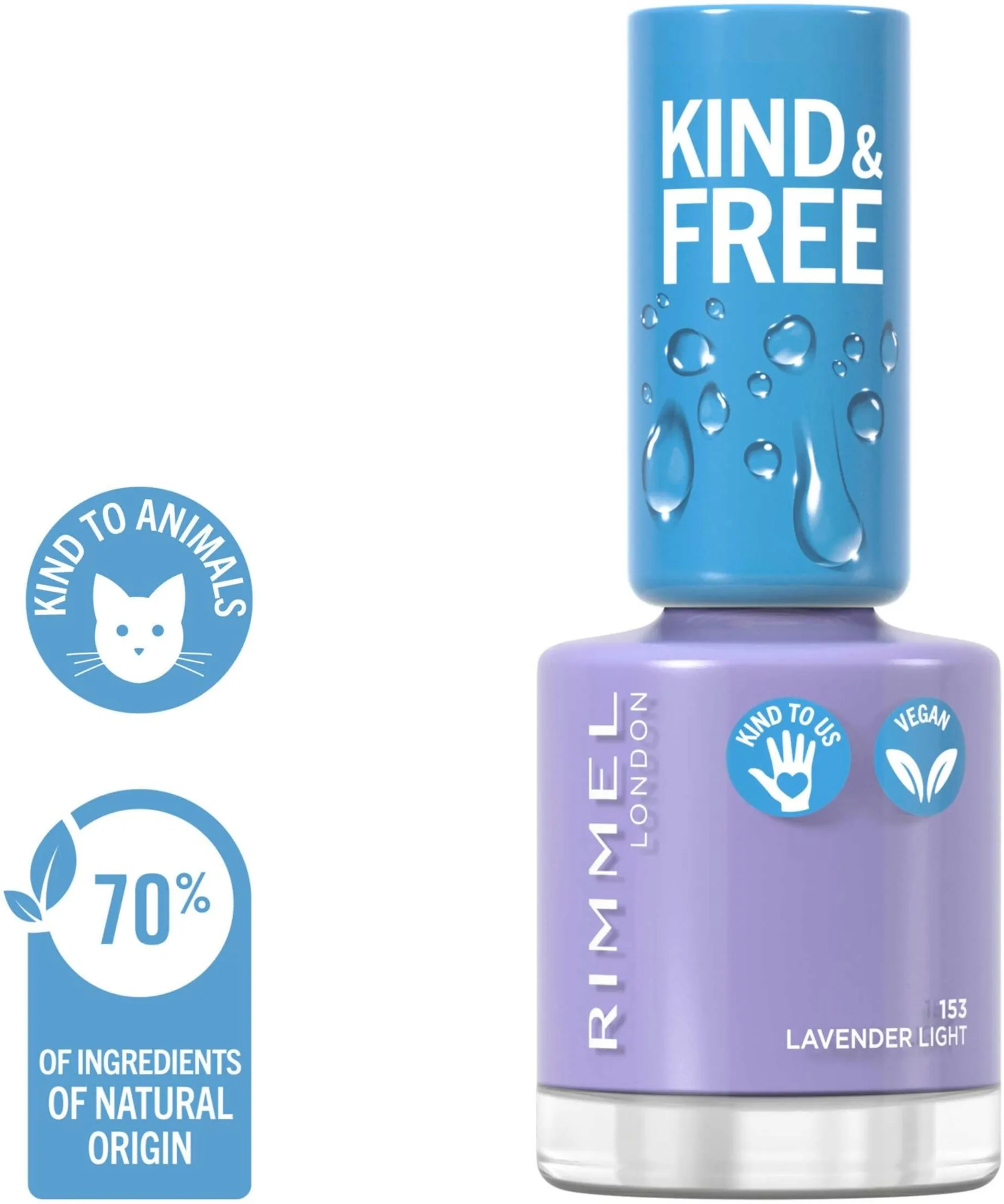 Rimmel Kind & Free Clean Nail Polish 8ml, 153 Lavender Light kynsilakka - 3