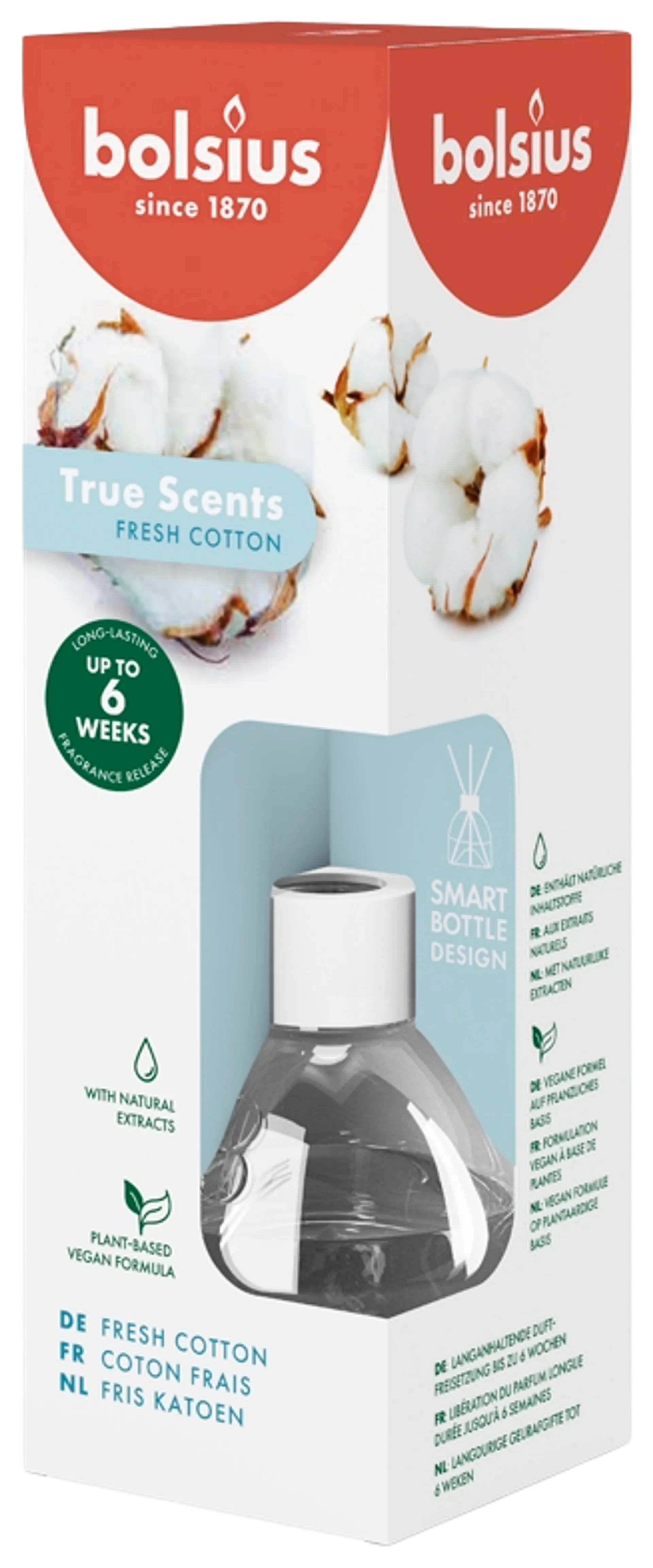 Bolsius True Scents – huonetuoksu – Fresh Cotton – 60 ml - 1