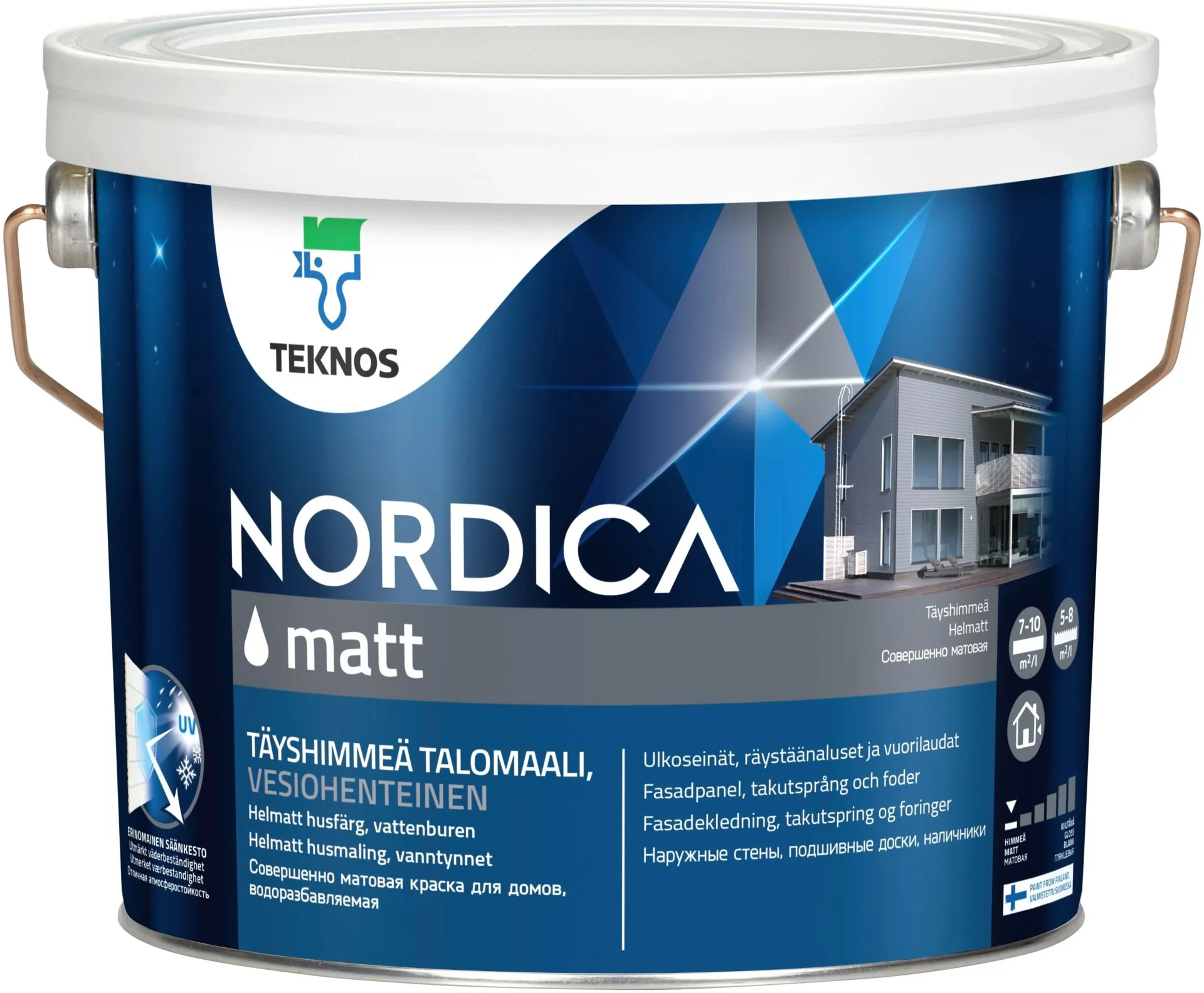 Teknos talomaali Nordica Matt 2,7 l PM1 valkoinen sävytettävissä täyshimmeä