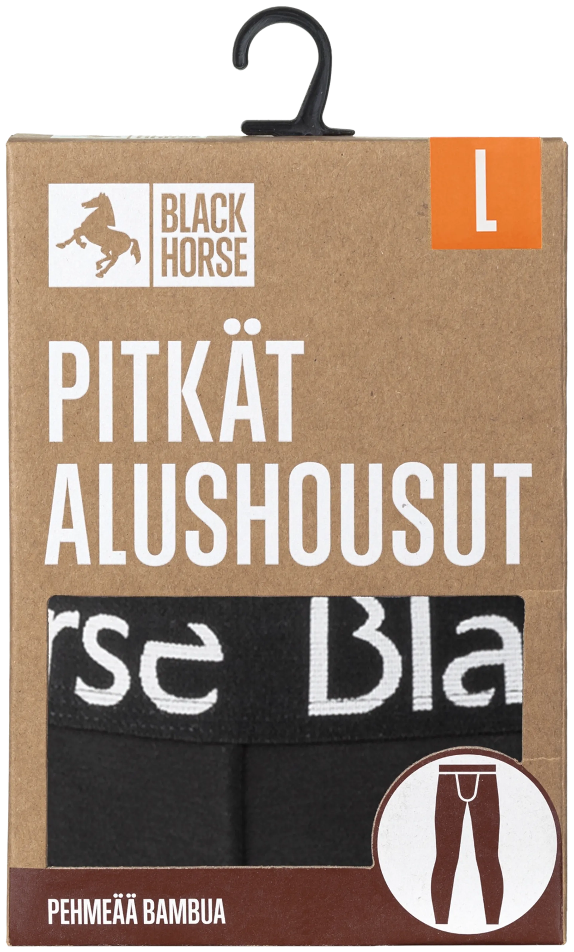 Black Horse miesten pitkät bambu alushousut I52746 - BLACK - 3