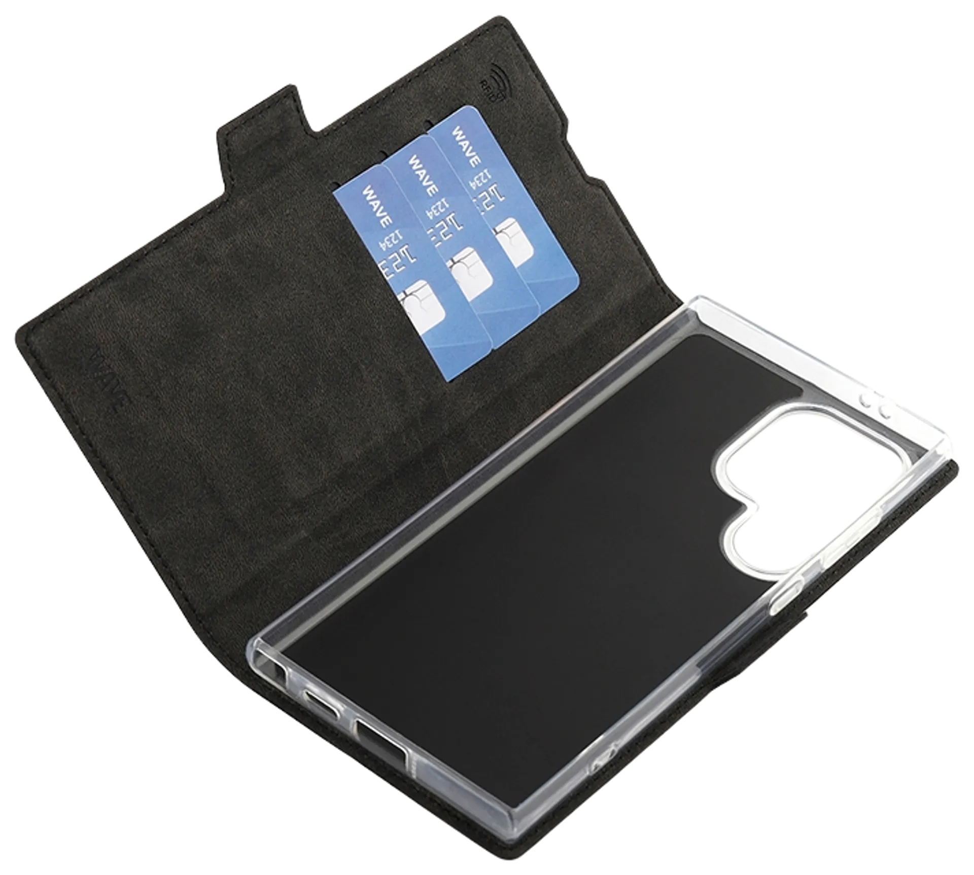 Wave Book Case, Samsung Galaxy S24 Ultra, Musta - 4
