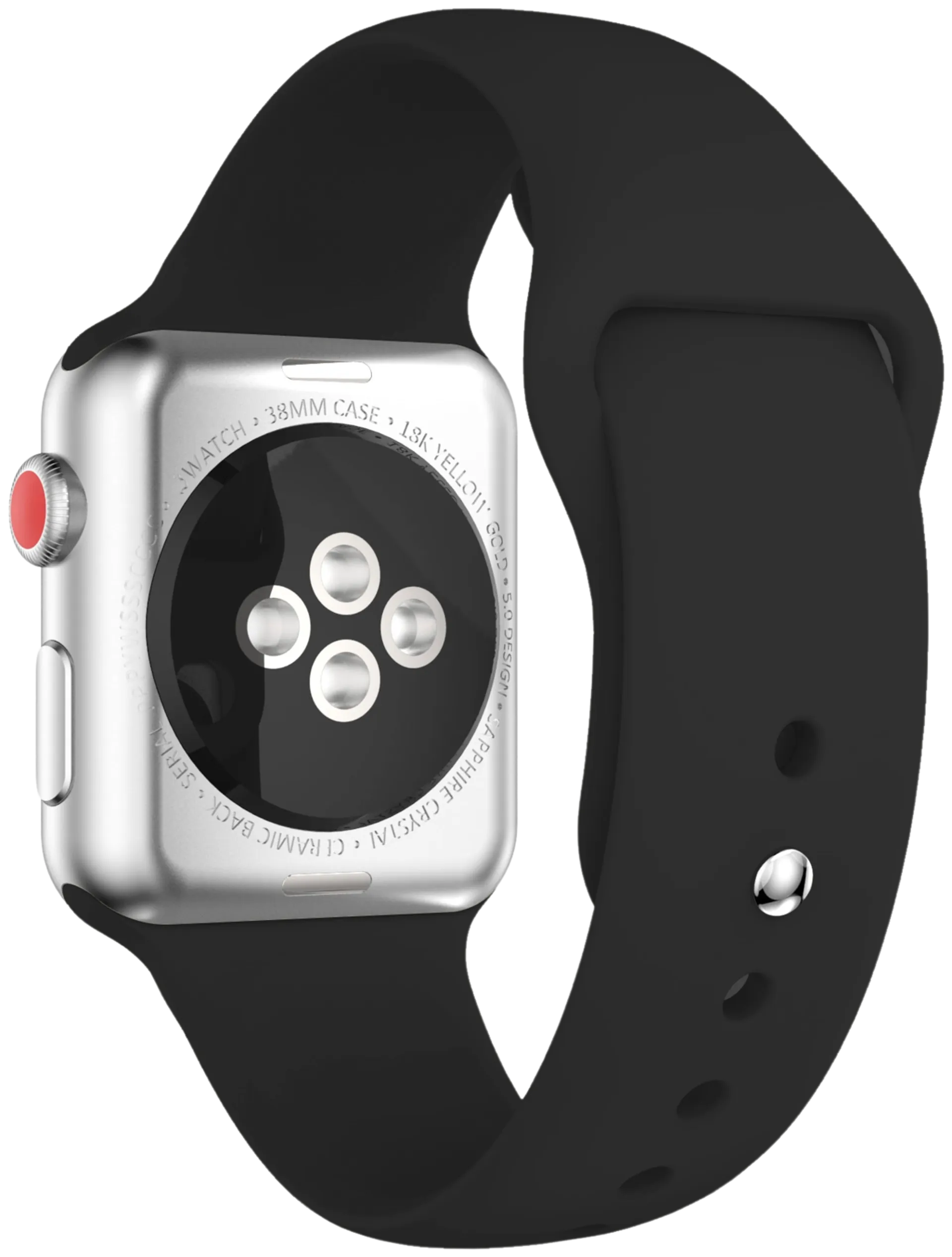 Wave Silikoniranneke, Apple Watch 42mm / Apple Watch 44mm / Apple Watch 45mm, Musta - 3