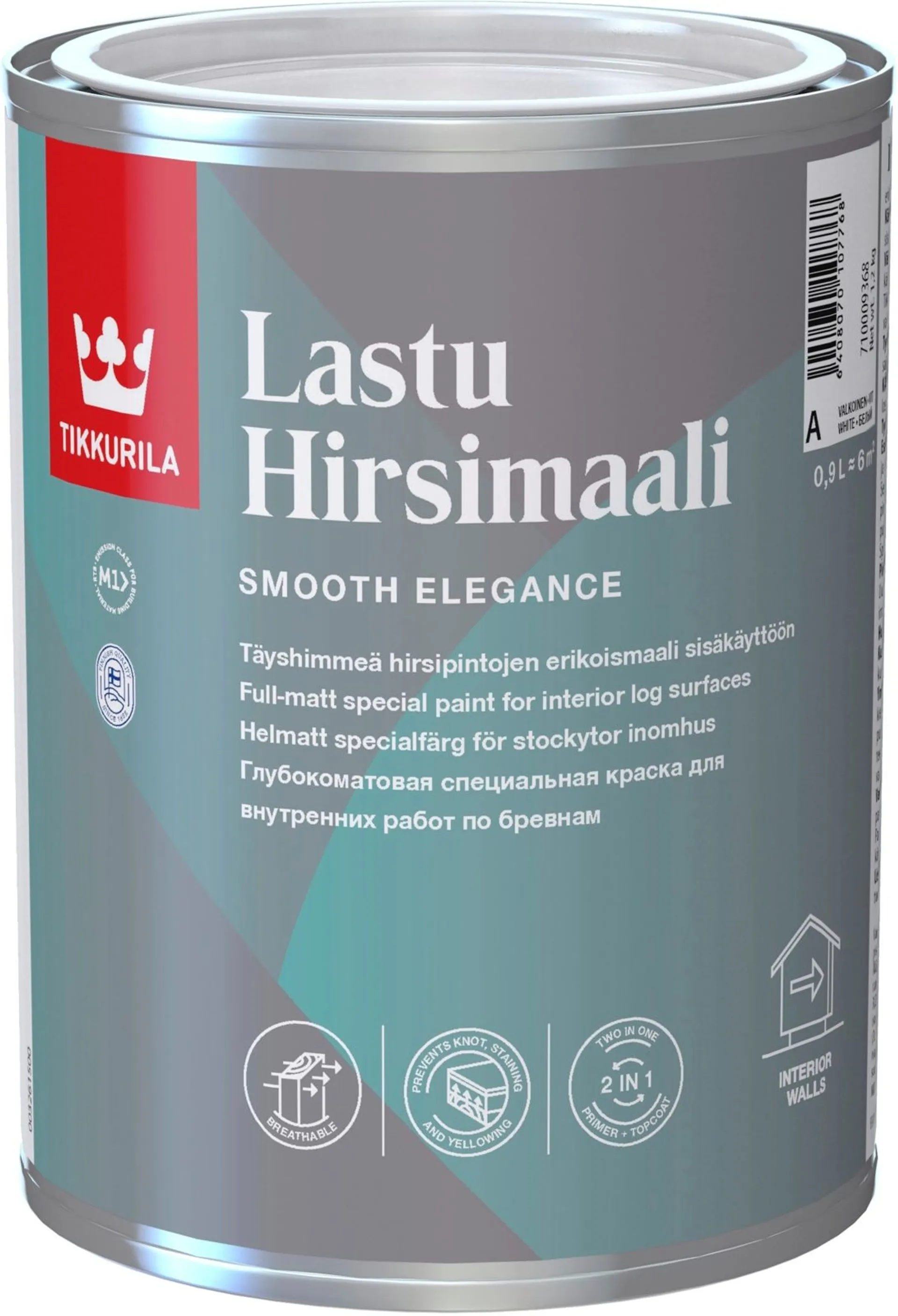 Tikkurila hirsimaali Lastu 0,9 l A valkoinen sävytettävissä täyshimmeä