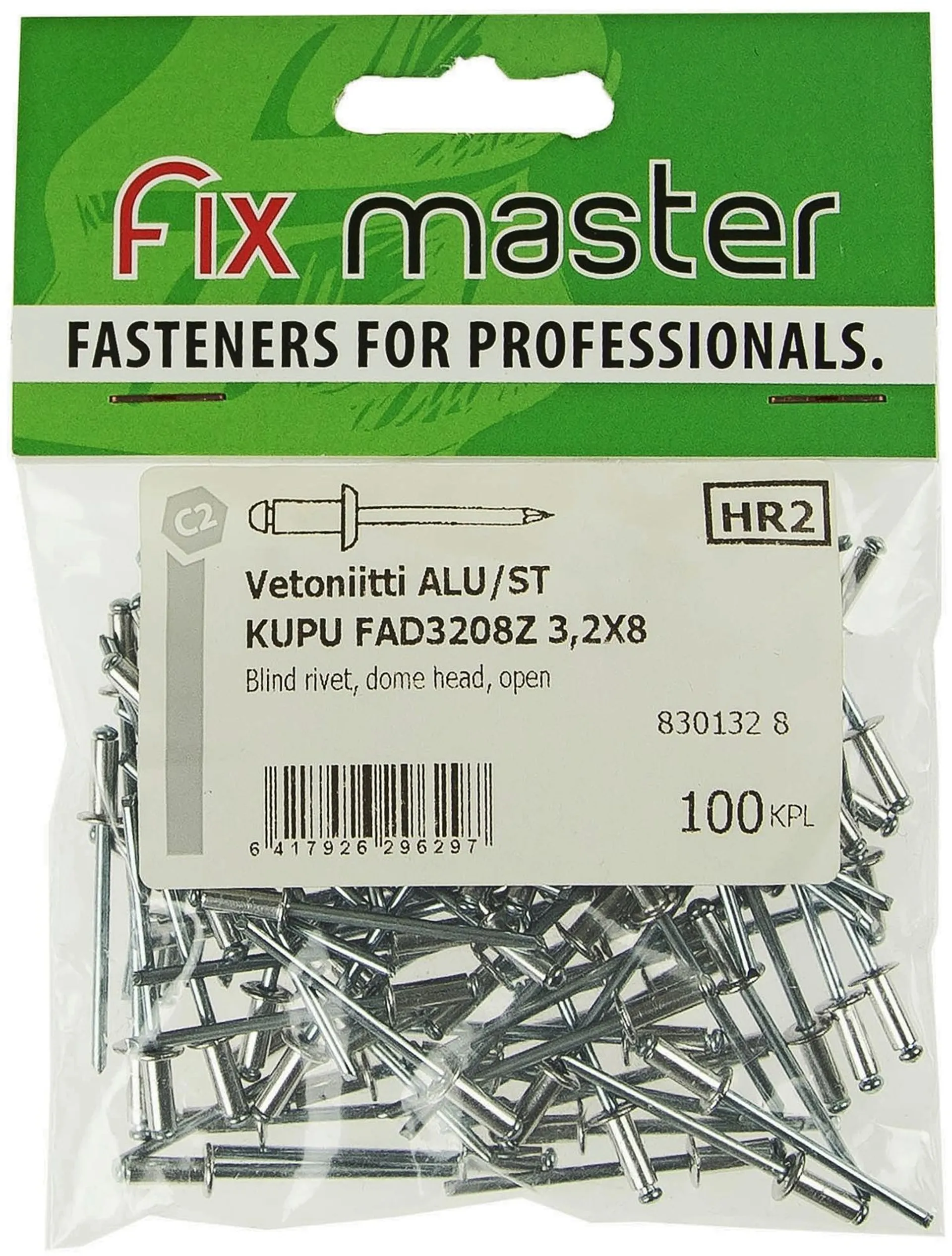 Fix Master vetoniitti alumiini kupukanta 3,2X8 100kpl