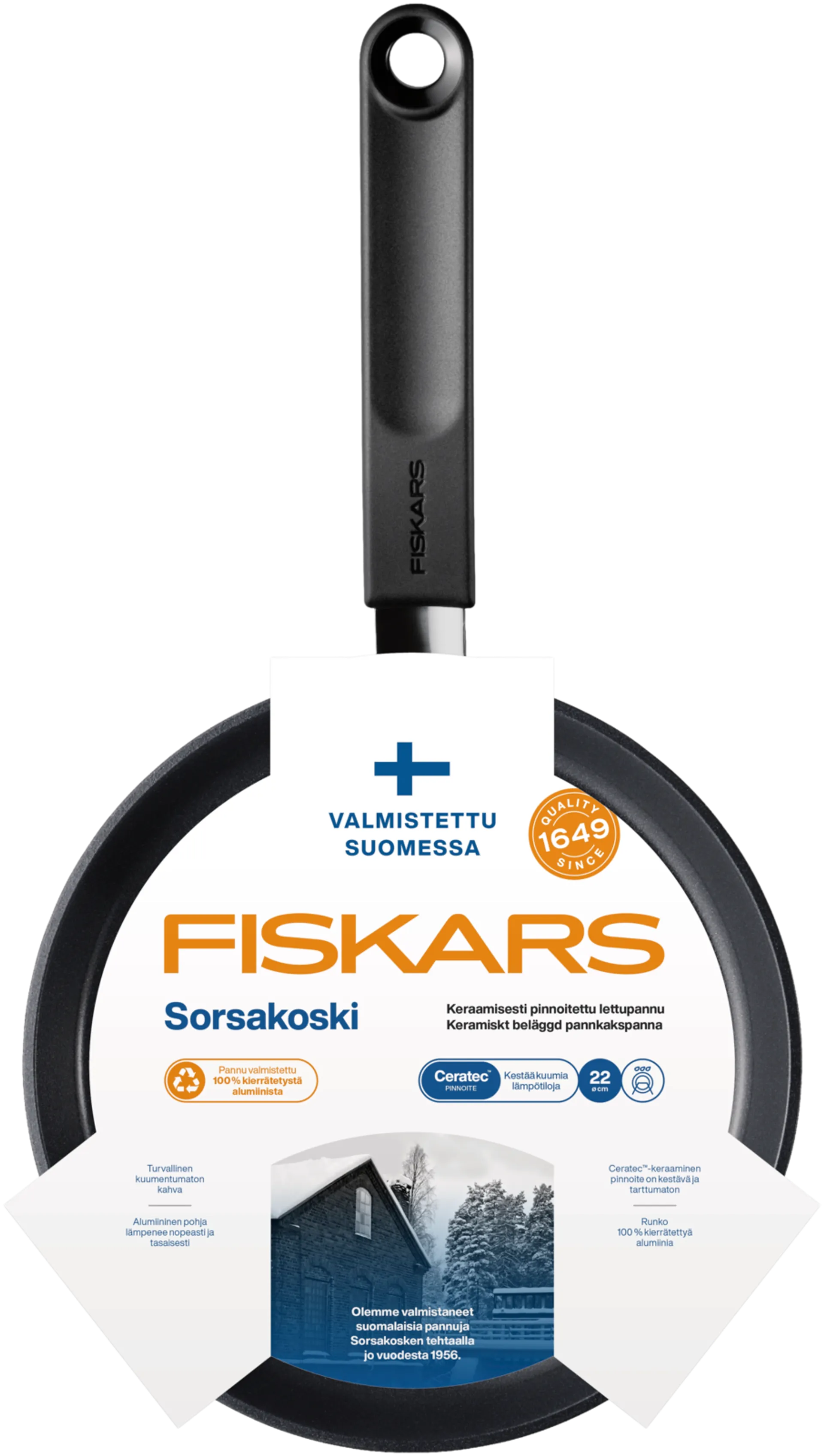 Fiskars Sorsakoski lettupannu 22 cm, keraaminen - 1