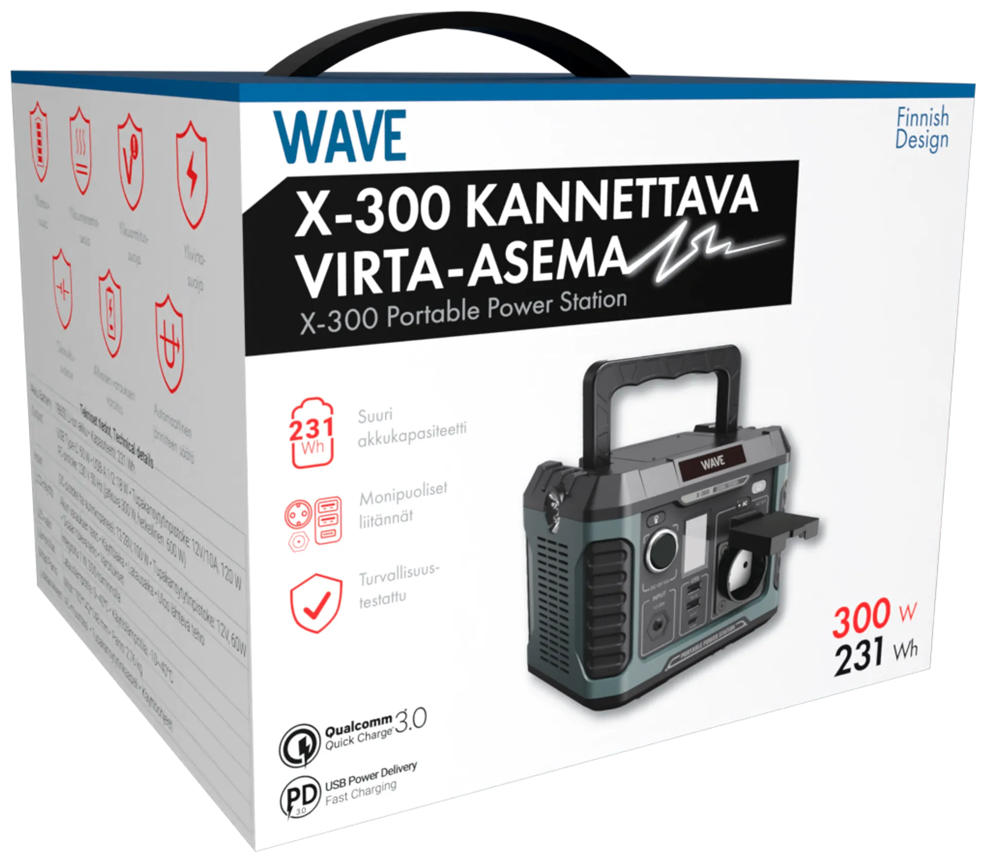 Wave X-300 Kannettava virta-asema 231Wh / 300W, Musta/Tummanvihreä - 4