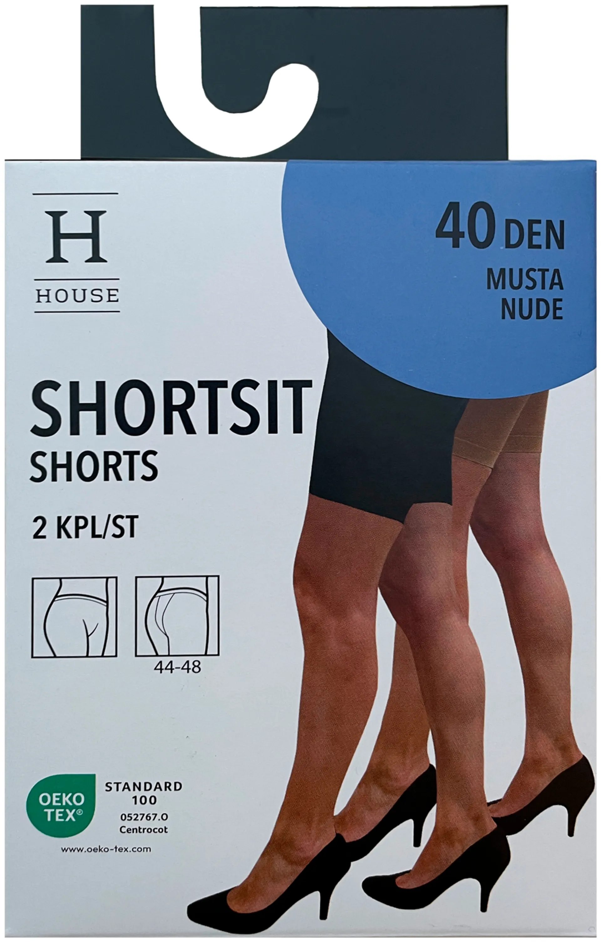 House naisten shortsit 40 den 2-pack 121BRA40NEW - Black/nude