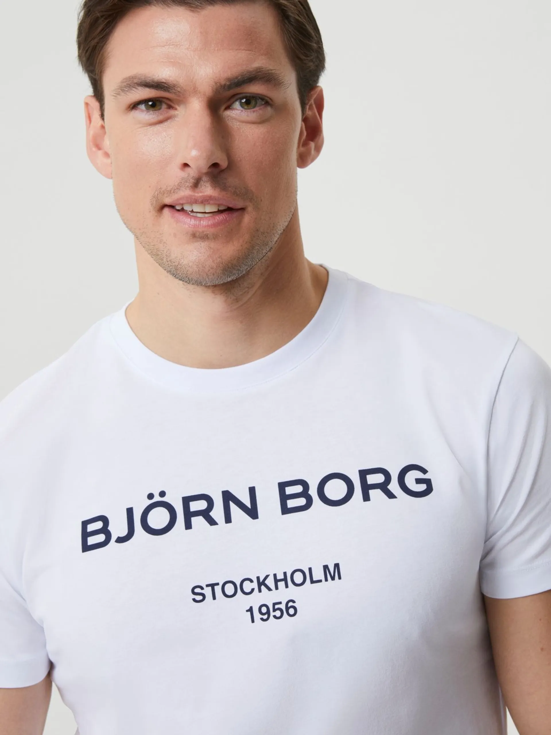 Björn Borg miesten Borg Logo T-paita - BRILLIANT WHITE - 4