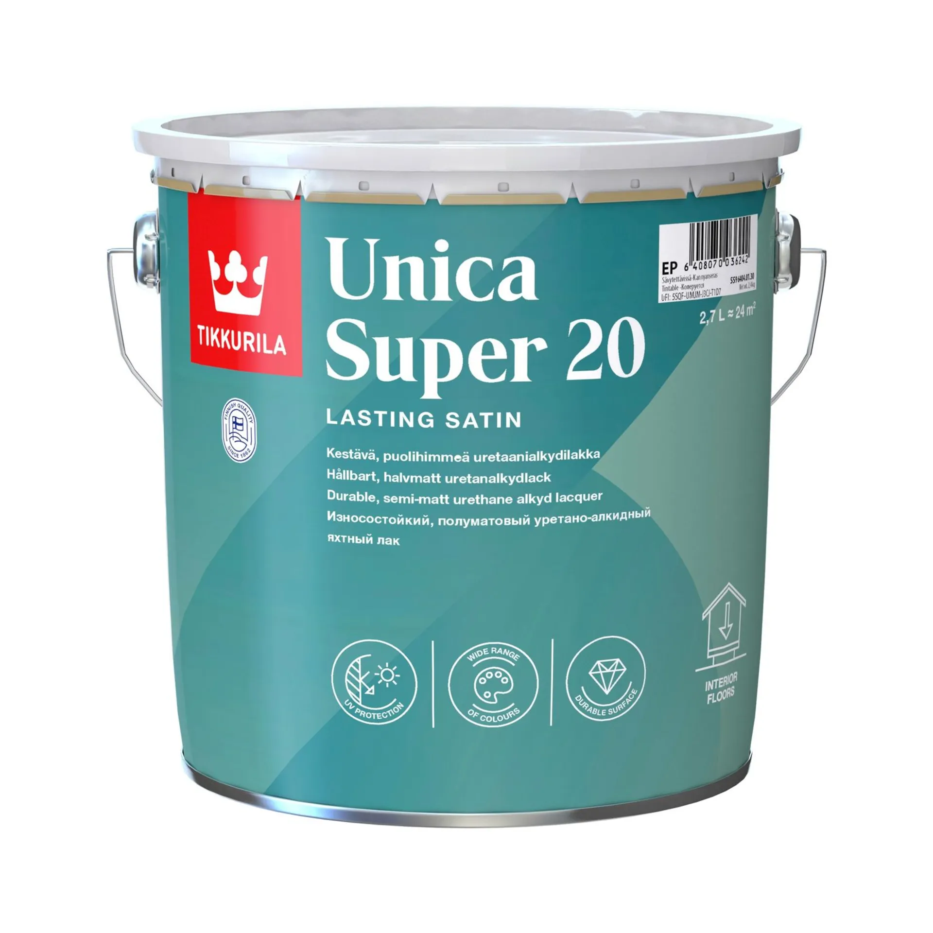 Tikkurila Unica Super 20 uretaanialkydilakka 2,7l sävytettävissä puolihimmeä