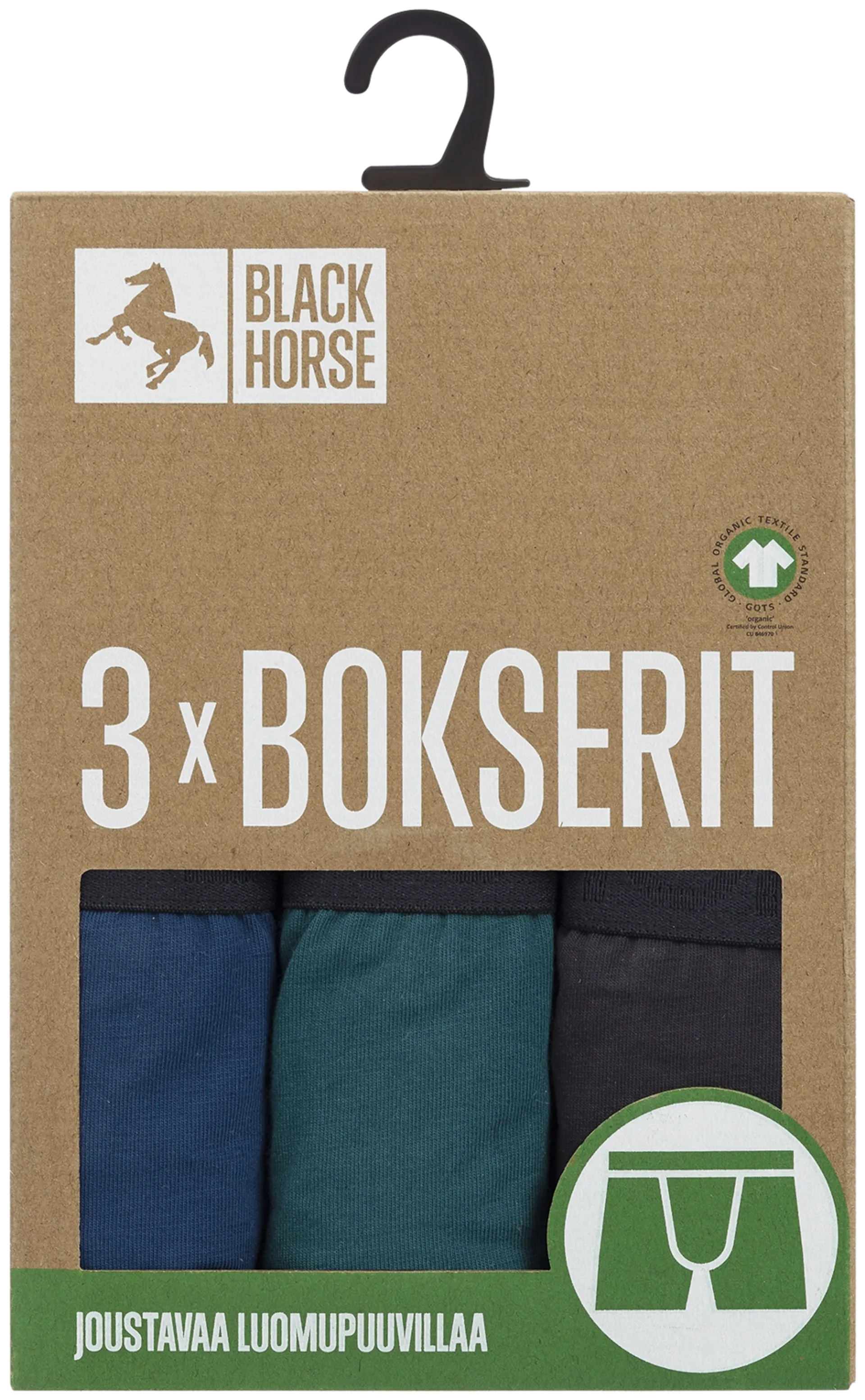 Black Horse miesten bokserit 3-pack I125 - Petrol blue - 3