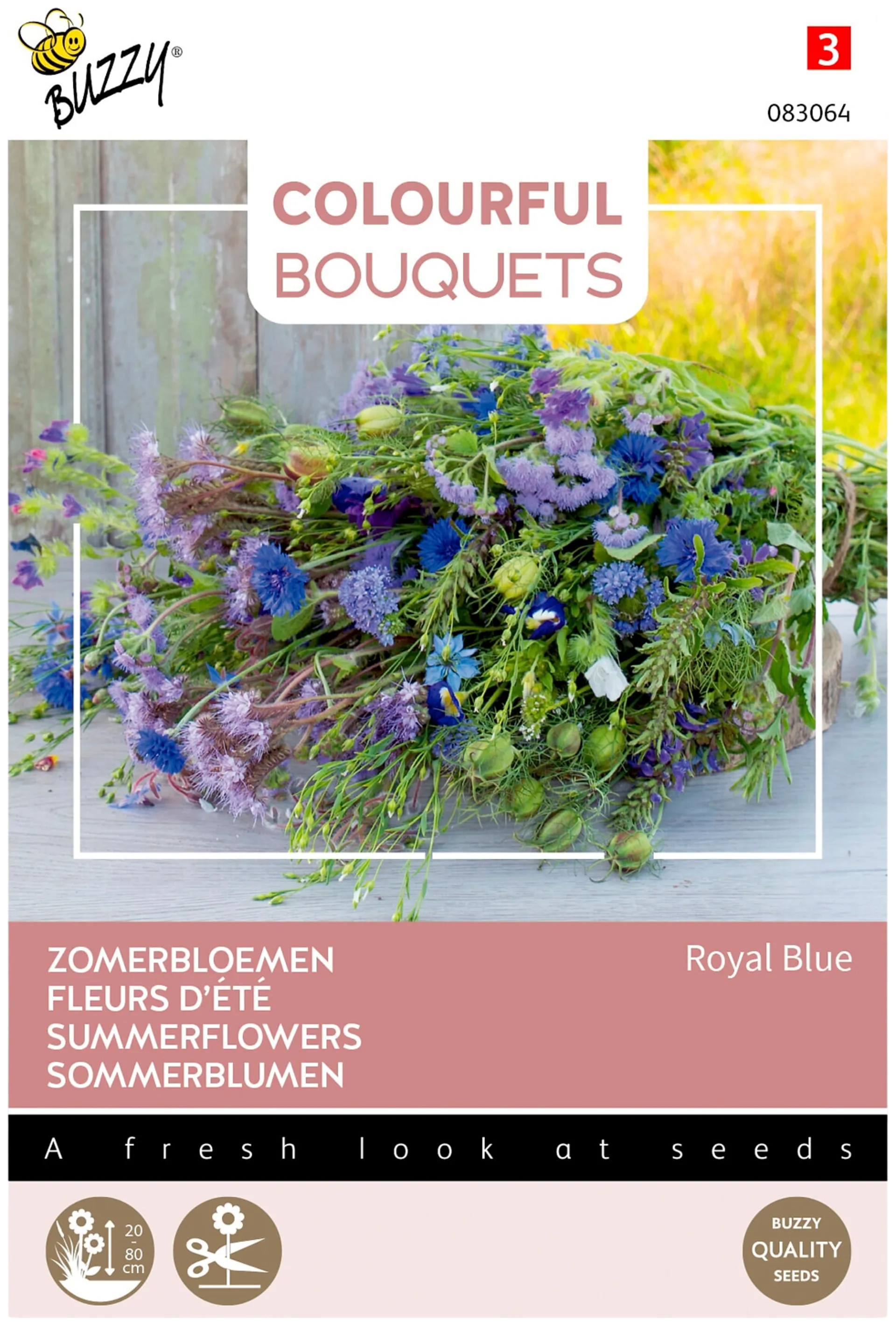 Buzzy® Colorful Bouquets Royal Blue, leikkokukkia sinisen sävyissä