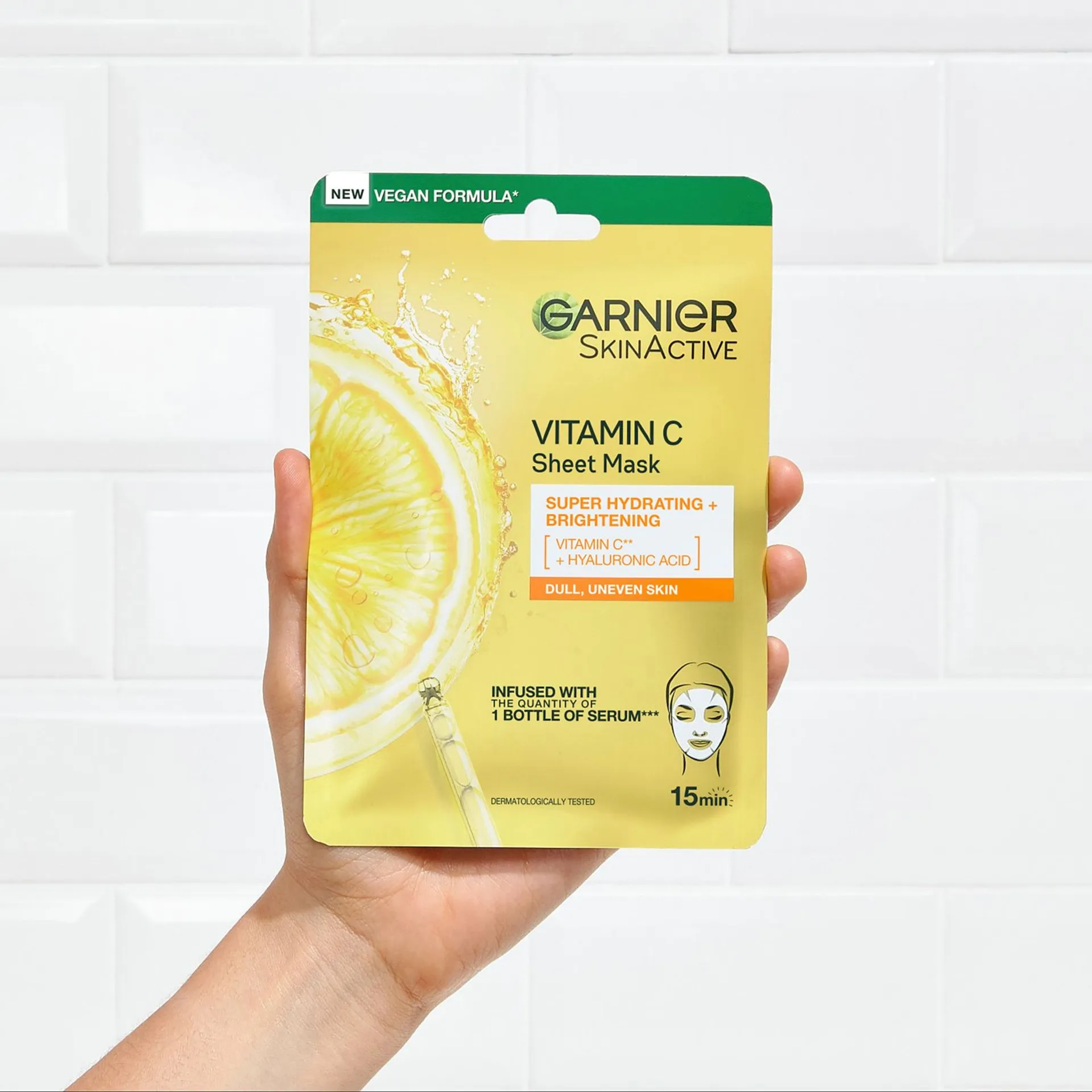 Garnier SkinActive Vitamin C Sheet Mask Super Hydrating + Brightening kosteuttava ja heleyttävä kangasnaamio 28 g - 5
