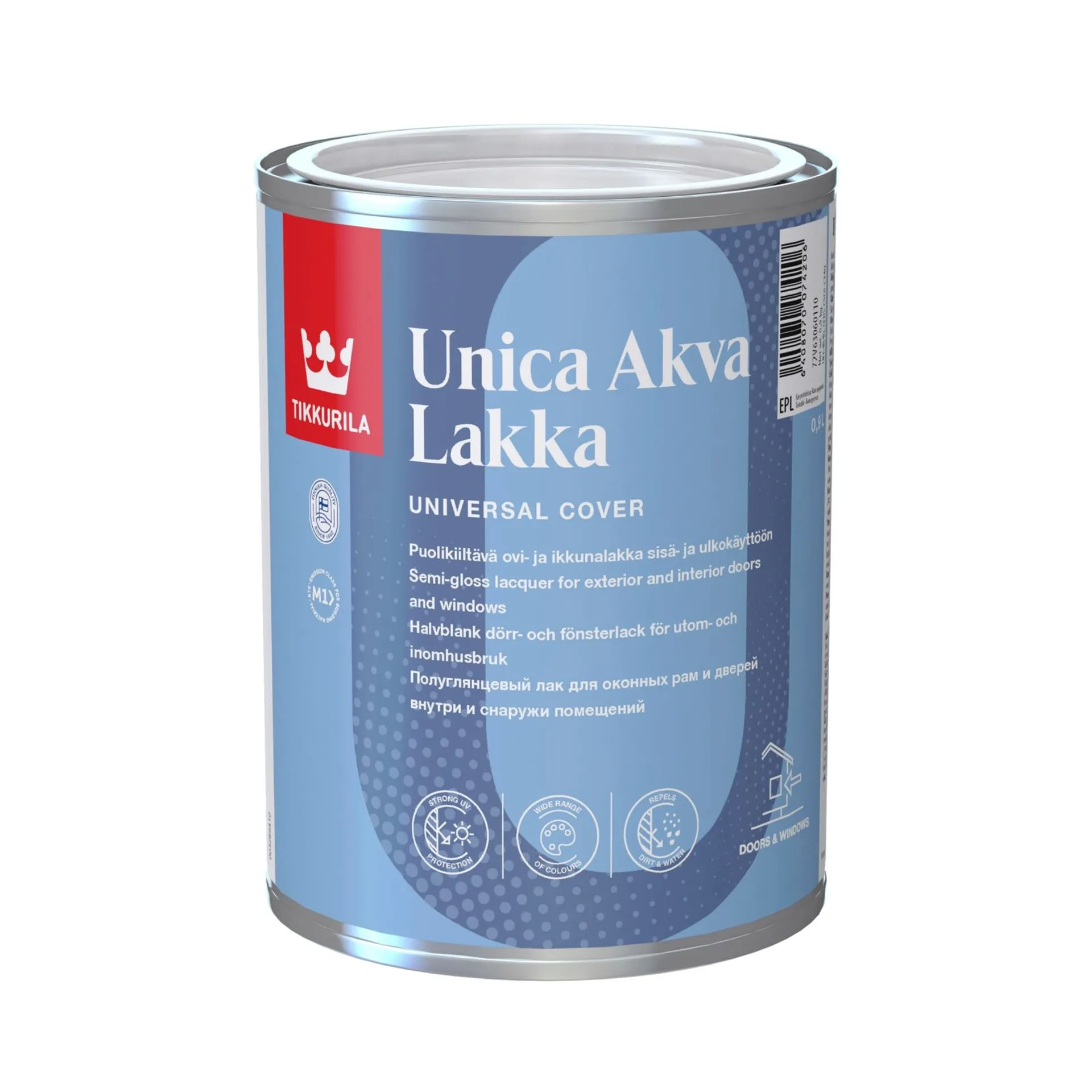 Tikkurila Unica Akva ovi- ja ikkunalakka 0,9l EPL väritön puolikiiltävä