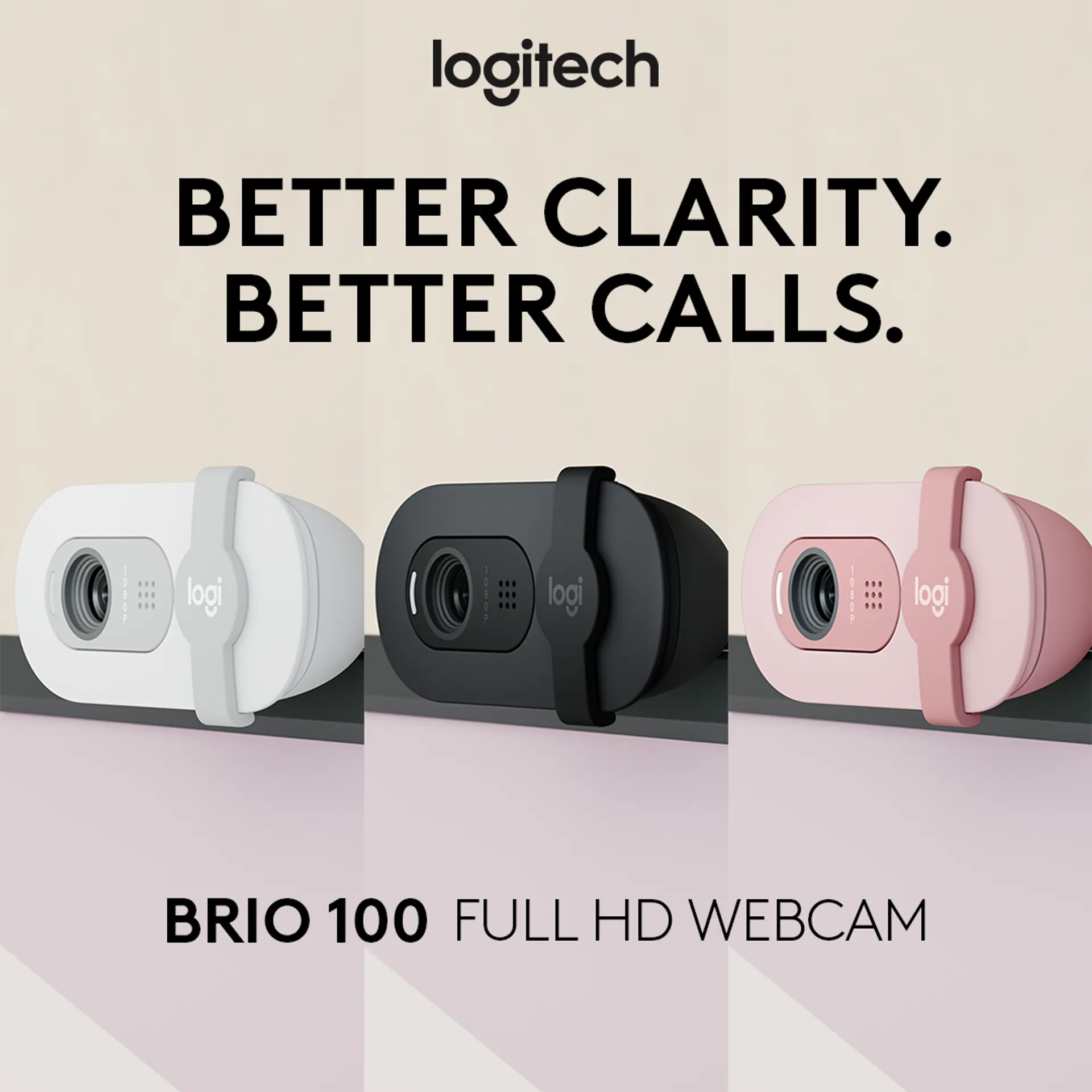 Logitech Webbikamera Brio 100 - valkoinen - 3