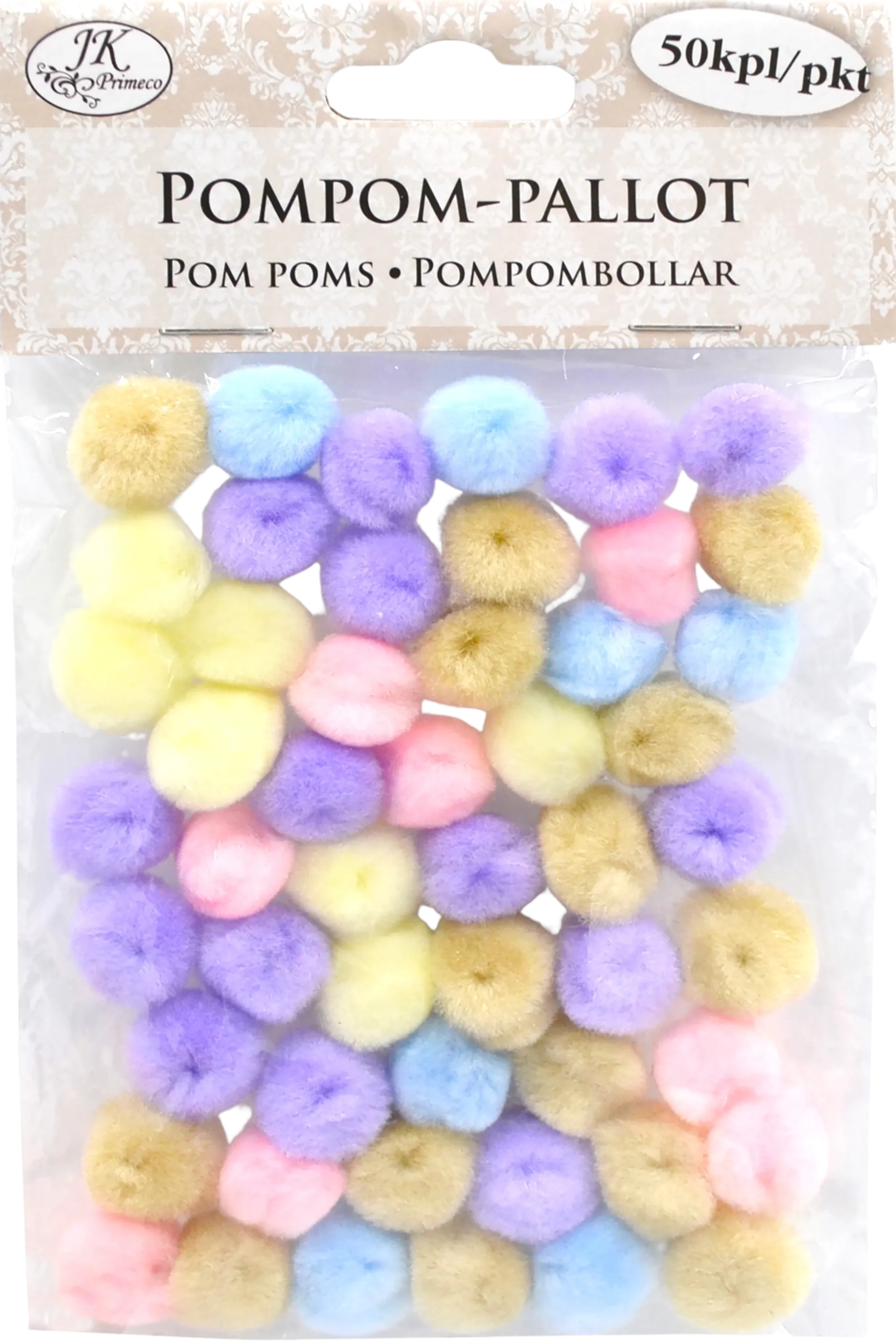 J.K. Primeco pompom-pallot pastelli 50kpl