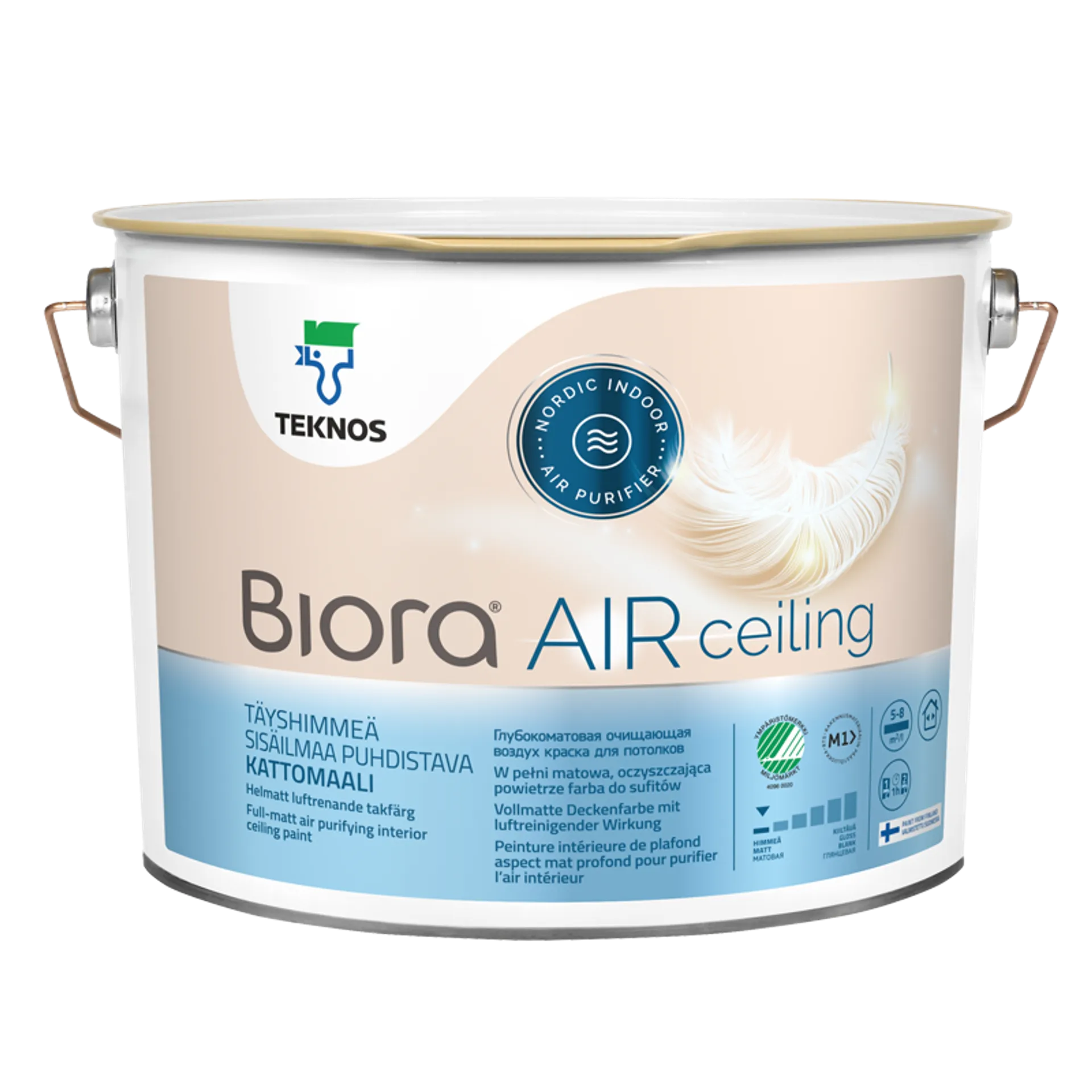 Teknos sisäilmaa puhdistava sisäkattomaali Biora Air Ceiling 10 l puhdas valkoinen