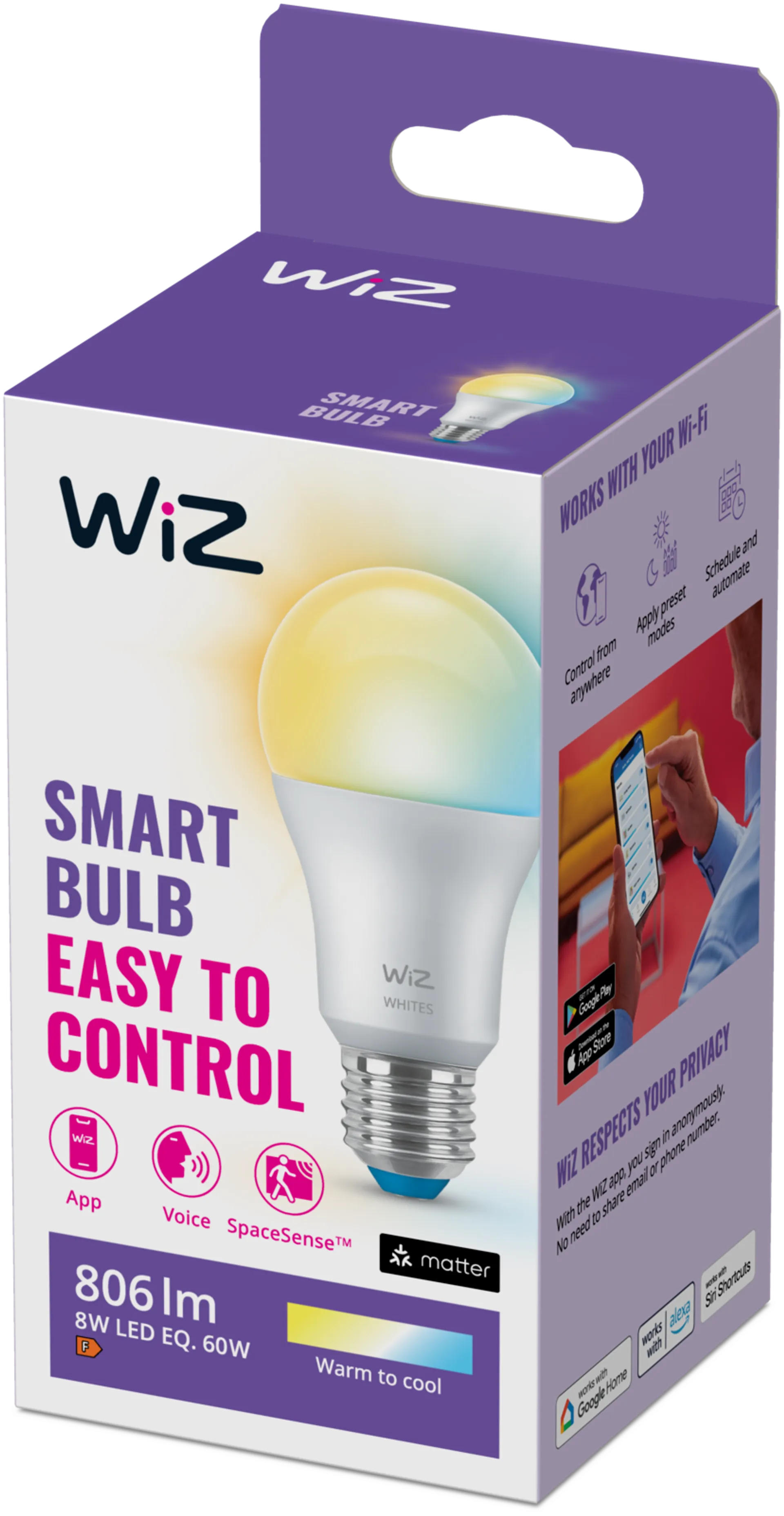 WiZ älylamppu E27 A60 8.5W TW Wi-Fi - 3