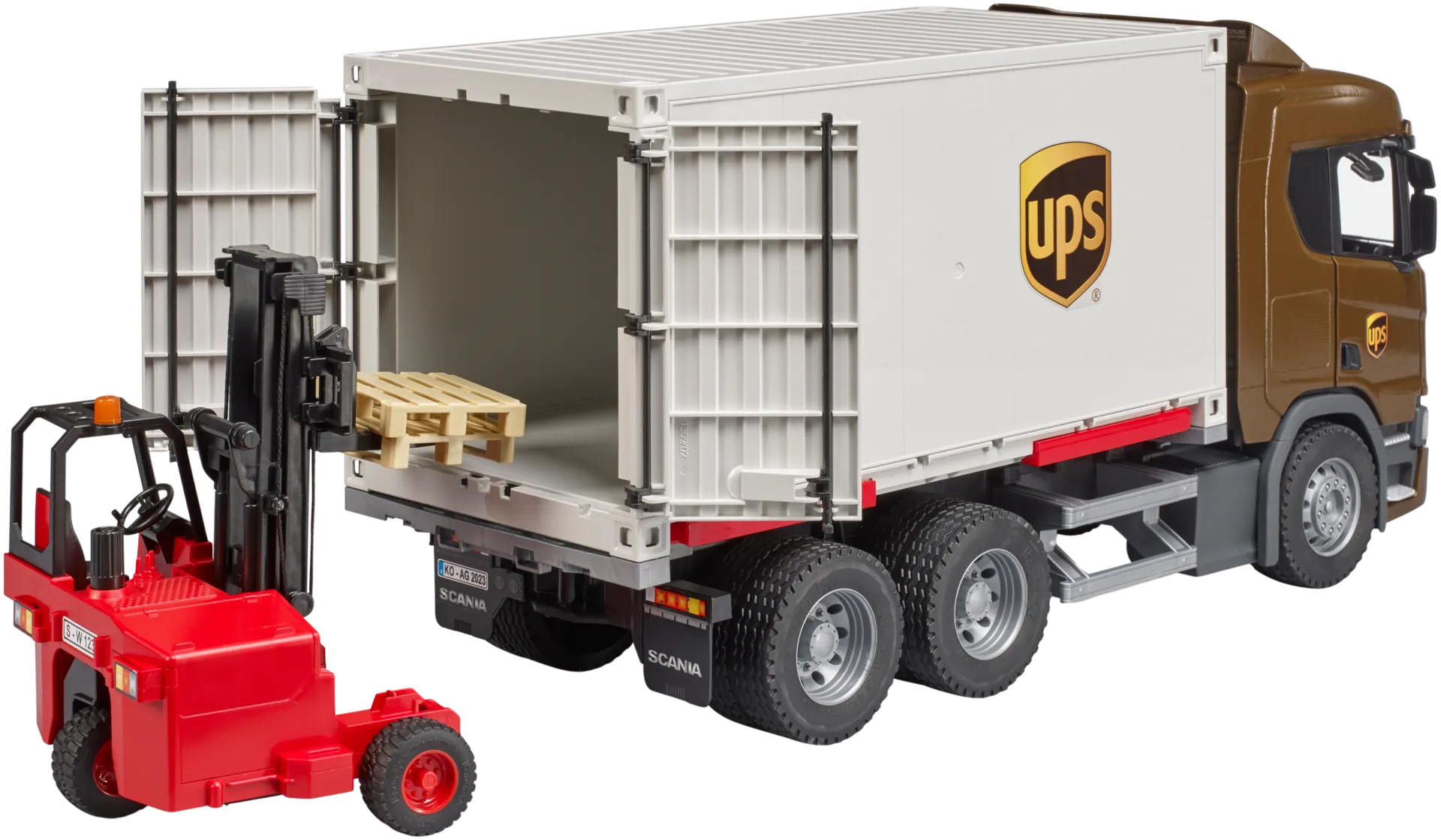 Bruder Scania Super 560R UPS Logistics truck w forklift - 7