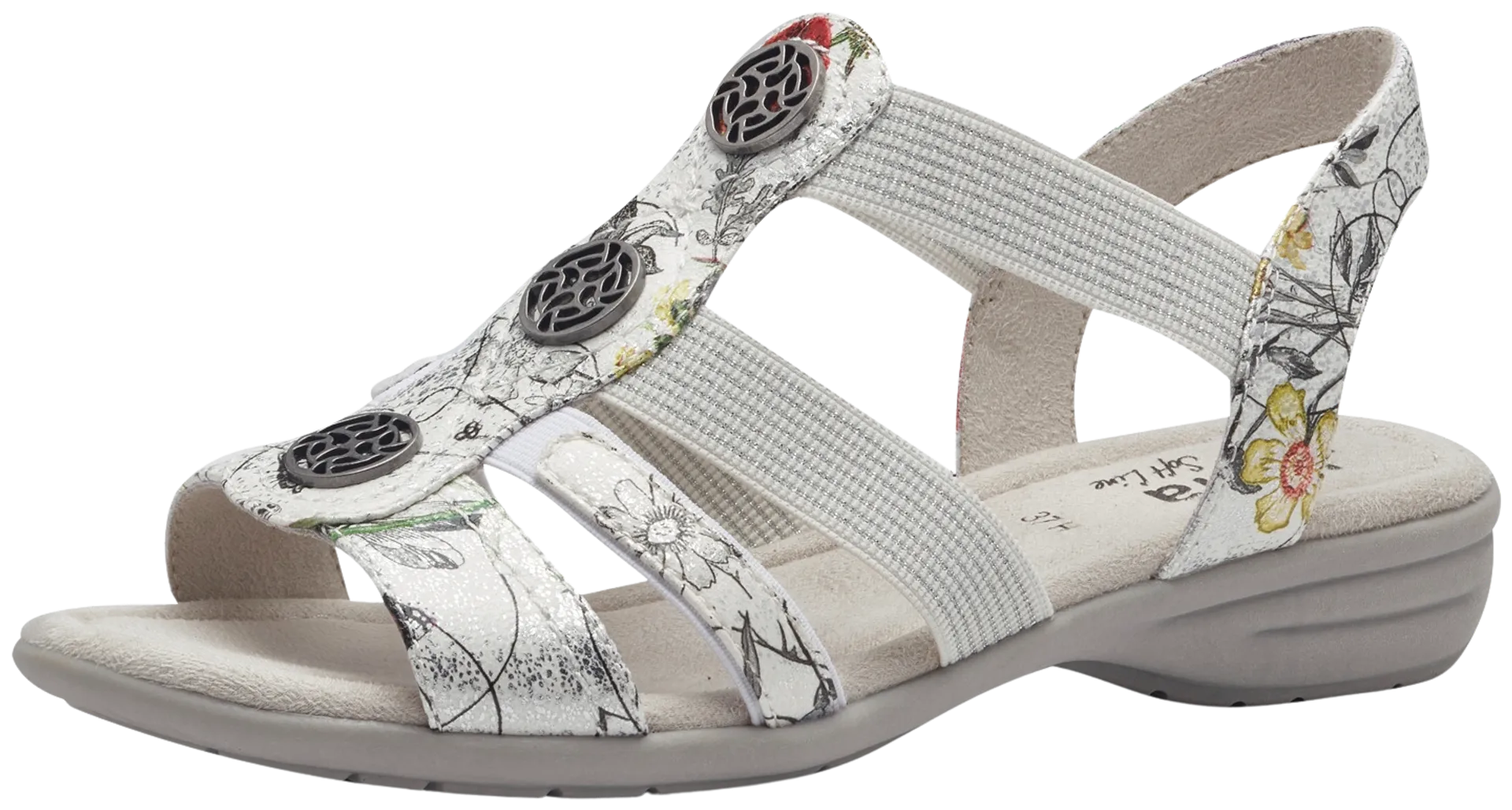 Jana naisten leveälestinen sandaali 28165 - White/flower - 1