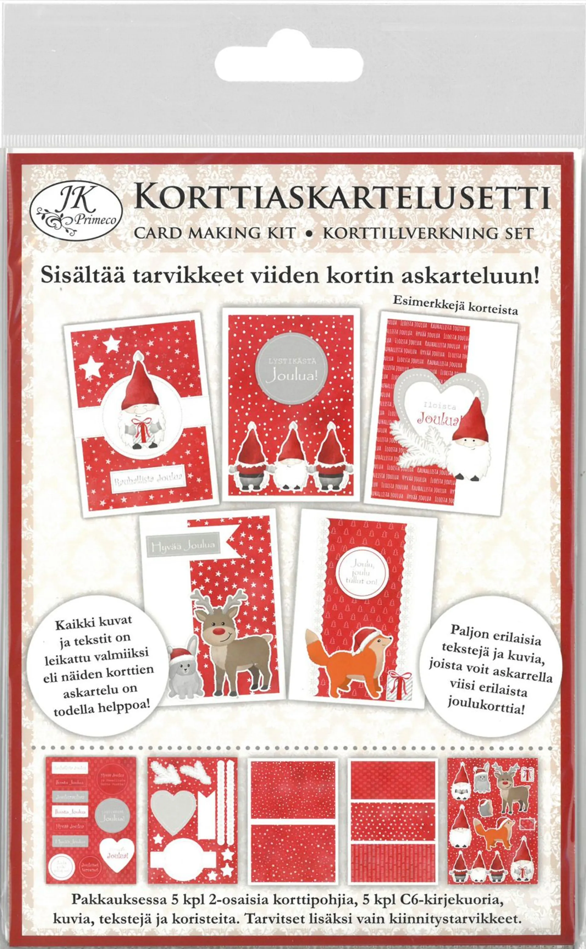 Korttiaskartelusetti hauska tonttu 5+5 - 1