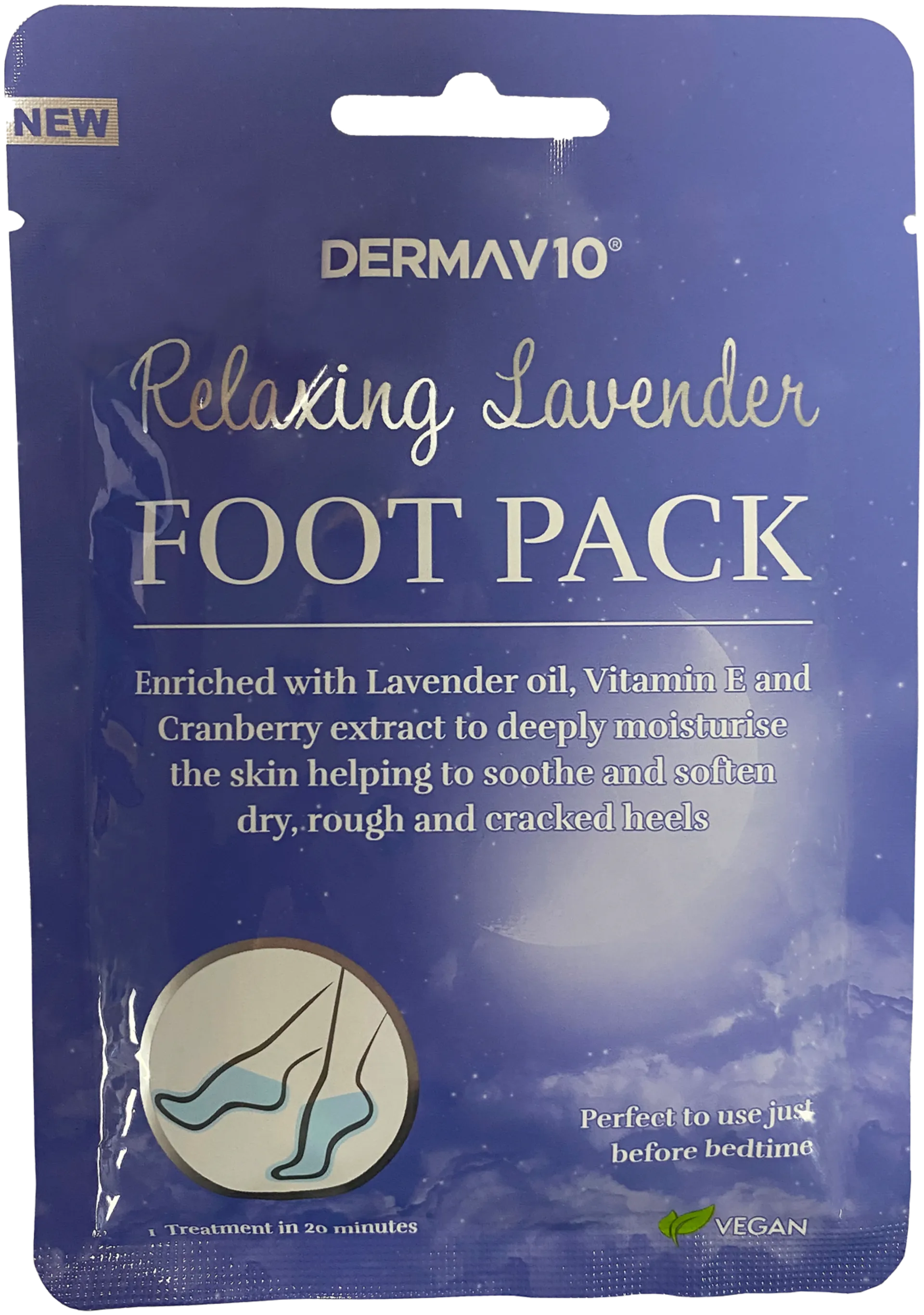 Derma V10 rentouttava jalkanaamio laventeli 1 pari