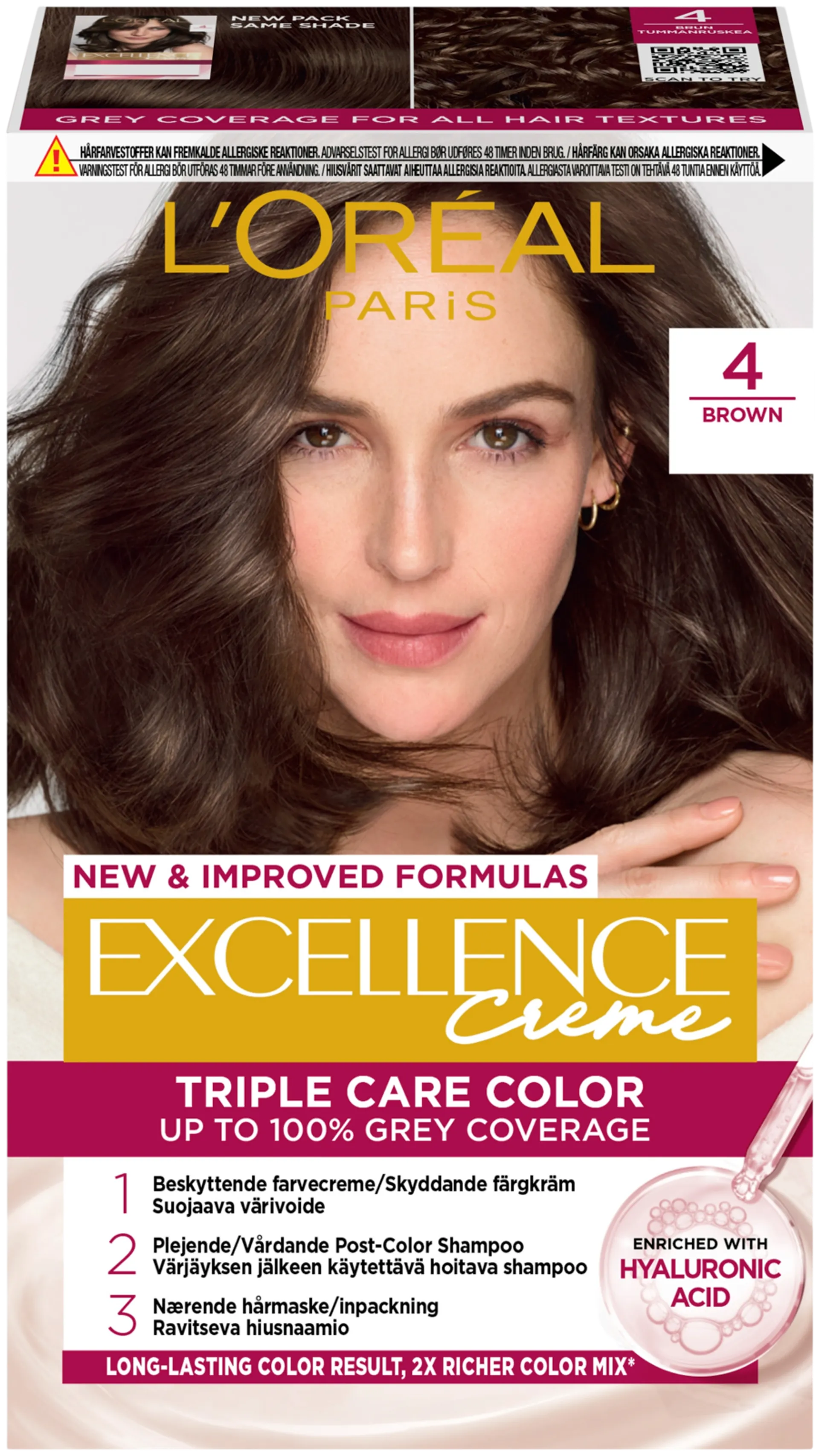 L'Oréal Paris Excellence Creme 4 Brown Tummanruskea kestoväri 1kpl