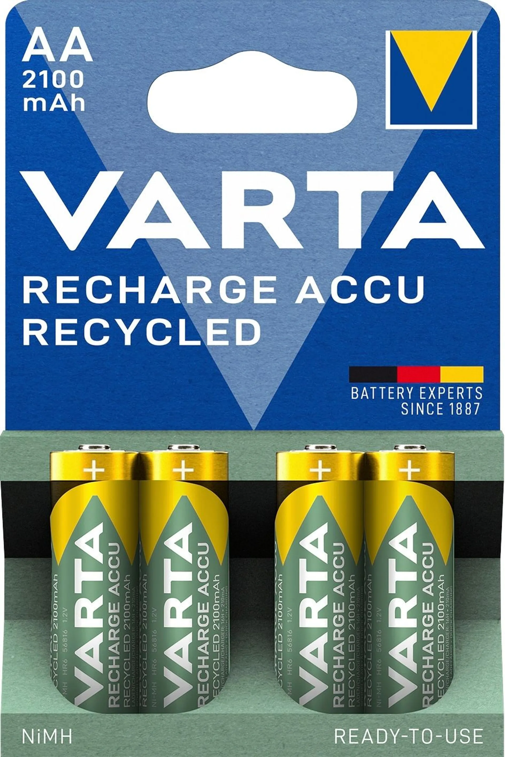 Varta Recharge Accu Recycled 4xAA 2100mAh ladattava alkaliparisto - 1
