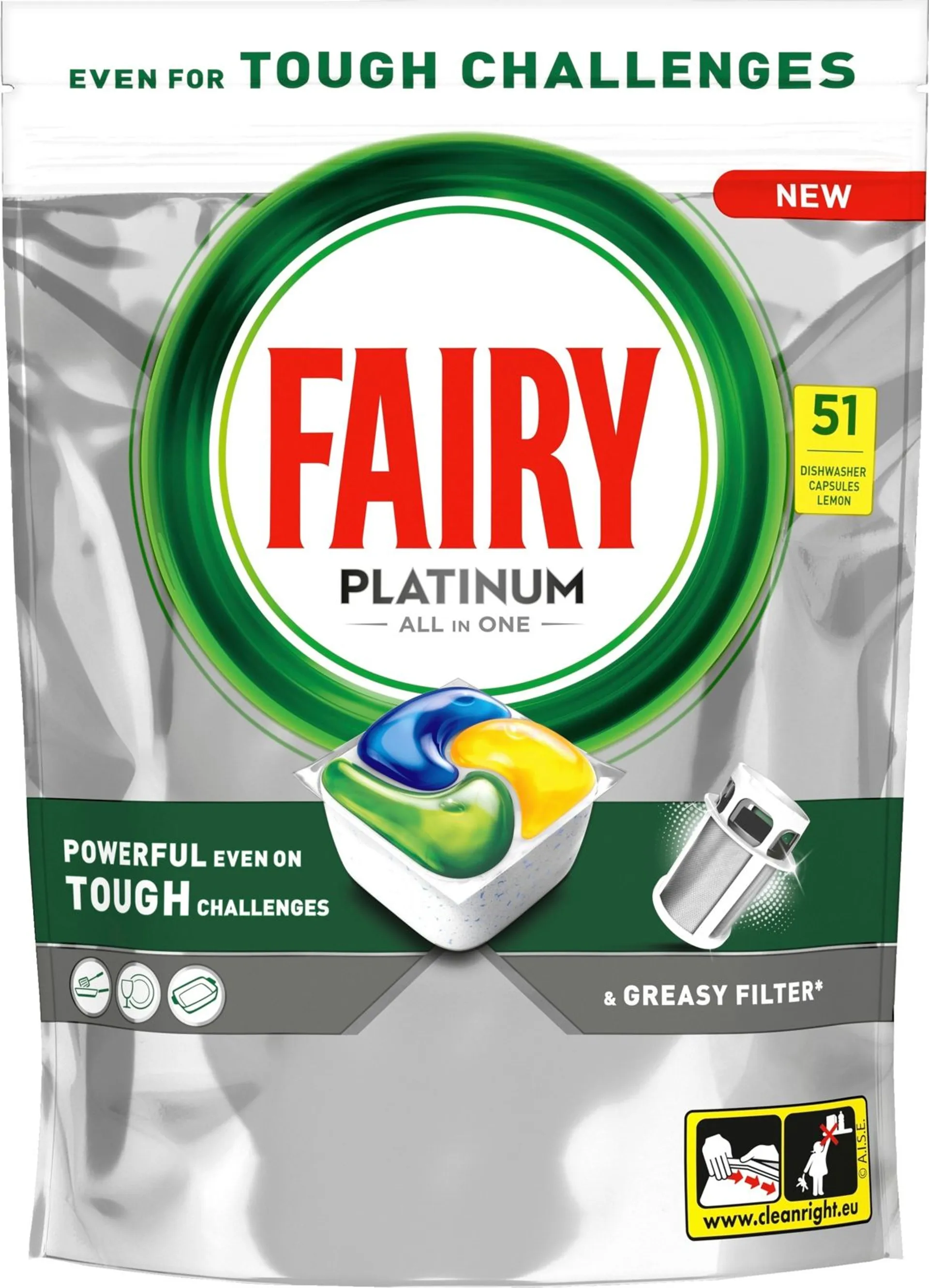 Fairy Platinum All in One Lemon 51kpl konetiskitabletti