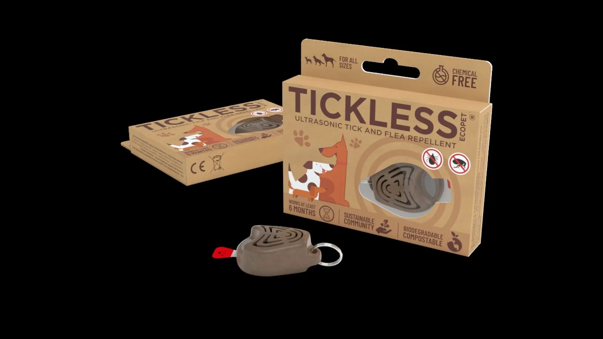 Tickless-ecopet, ultraääni punkkikarkoitin. Tuote ja pakkaus valmistettu kierrätysmateriaaleista. - 2