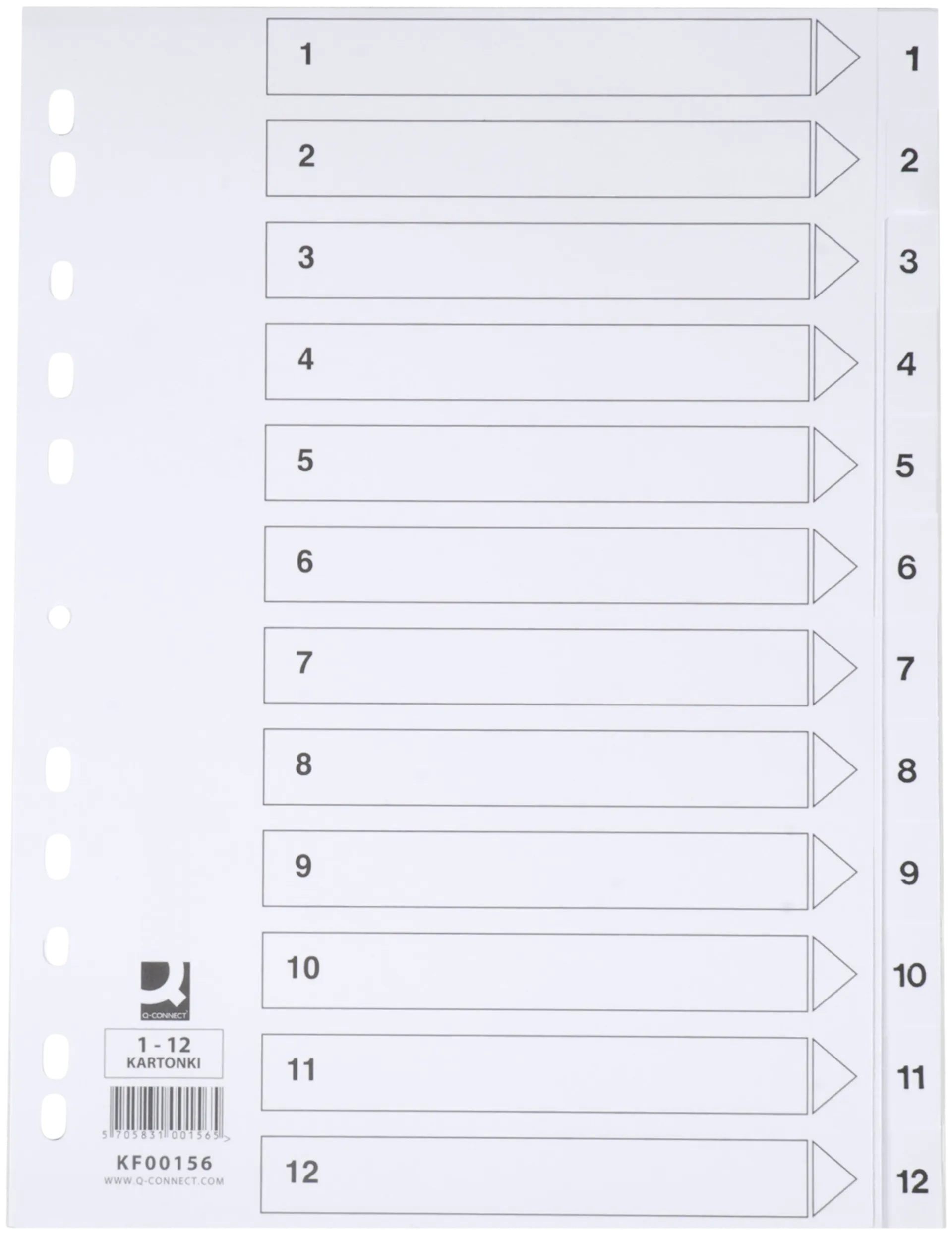 Q-Connect hakemisto A4 1-12 kartonki valkoinen