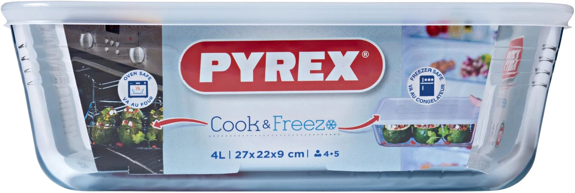 Pyrex Cook & Freeze kannellinen lasivuoka 27x22cm - 2