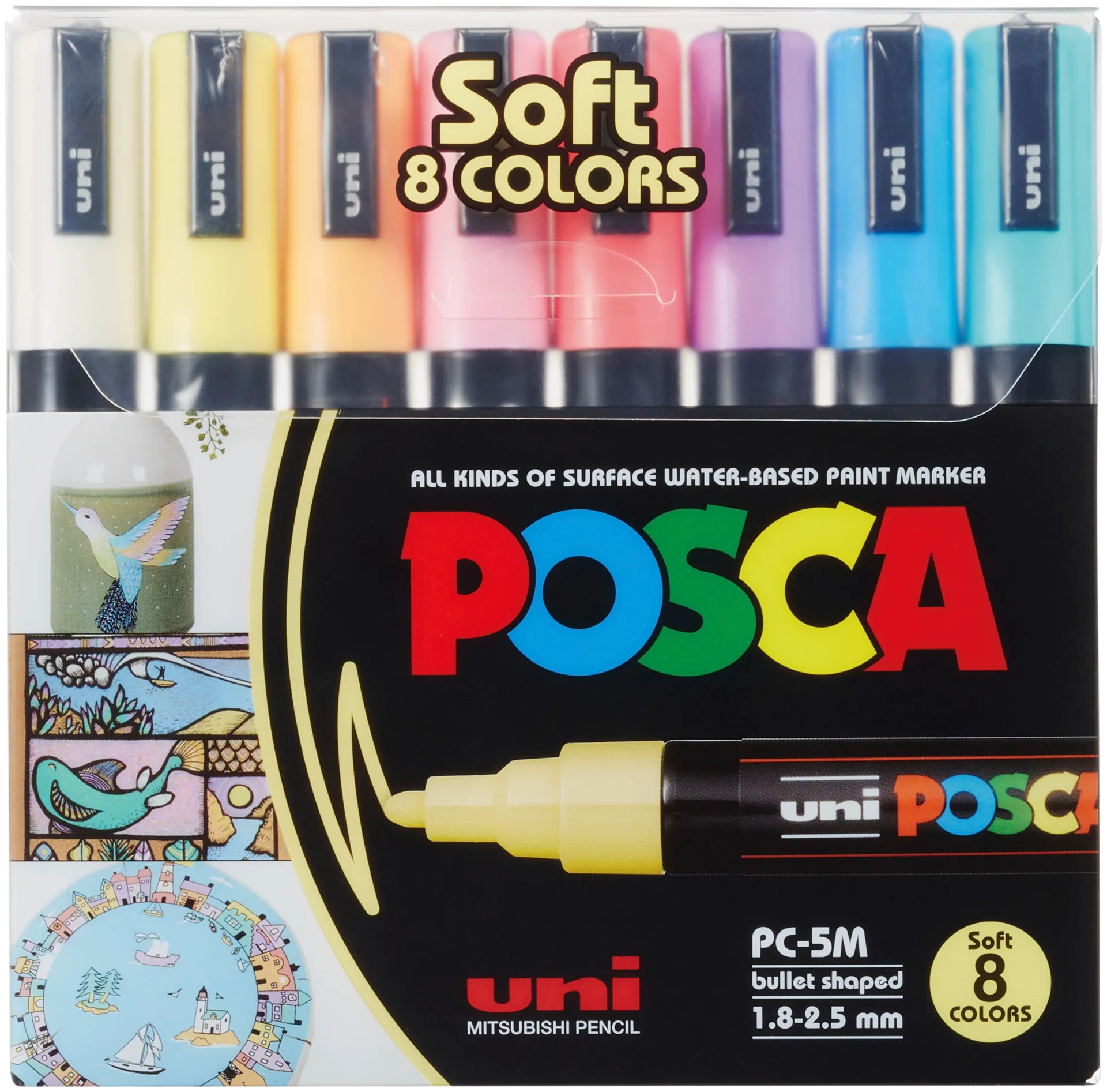 POSCA Marker 8 kpl PC-5M pastellivärit