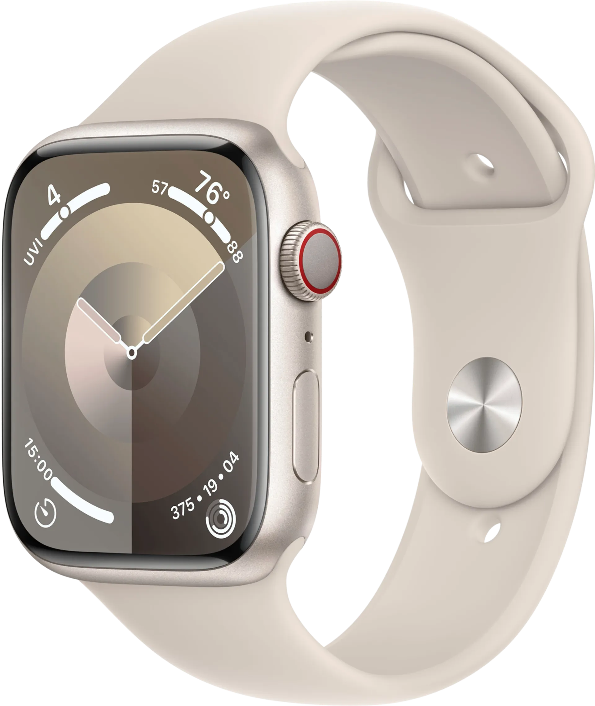 Apple watch Series 9 GPS + Cellular 45mm valkoinen alumiinikotelo valkoinen urheiluranneke - M/L MRM93KS/A