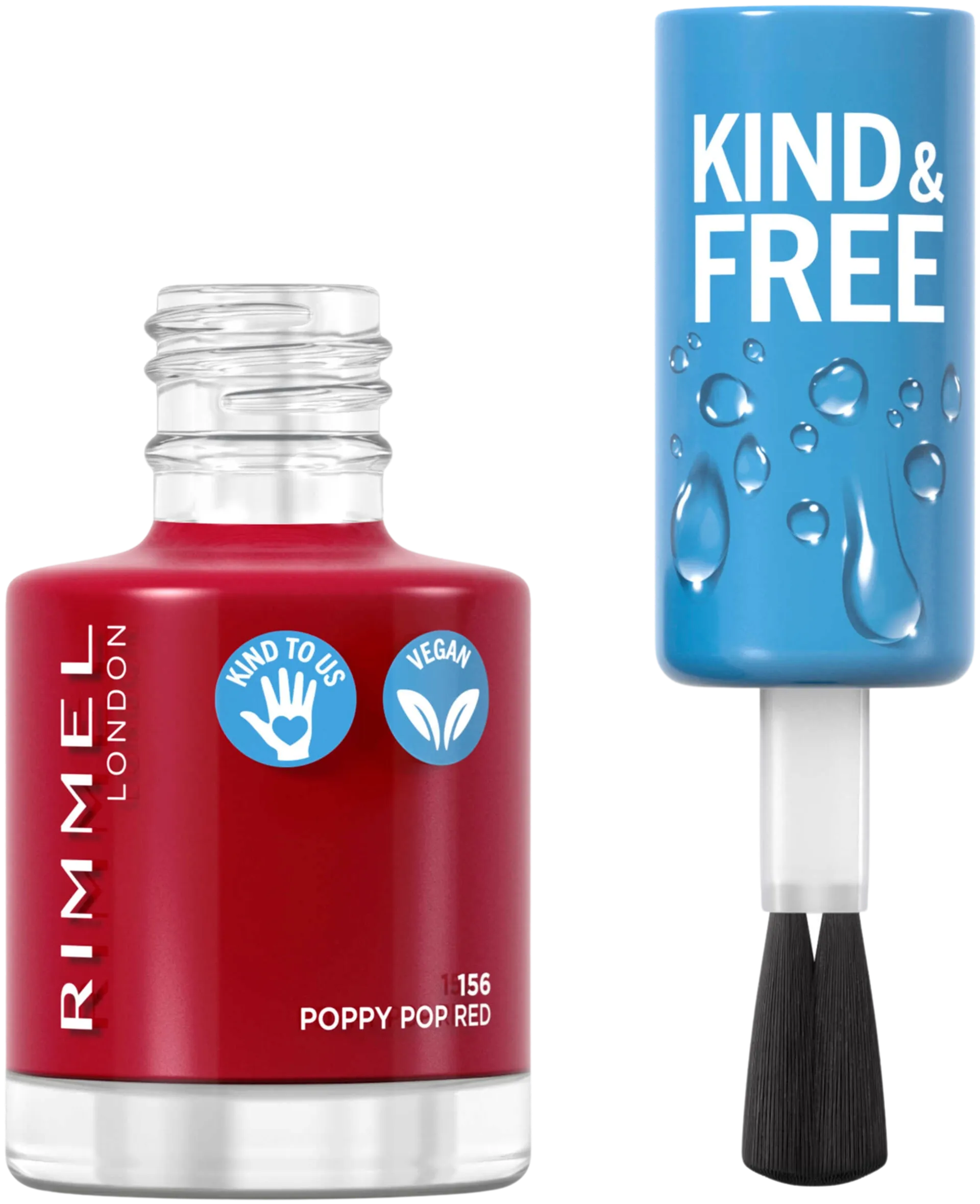 Rimmel Kind & Free Clean Nail Polish 8ml, 156 Poppy Pop Red kynsilakka - 2