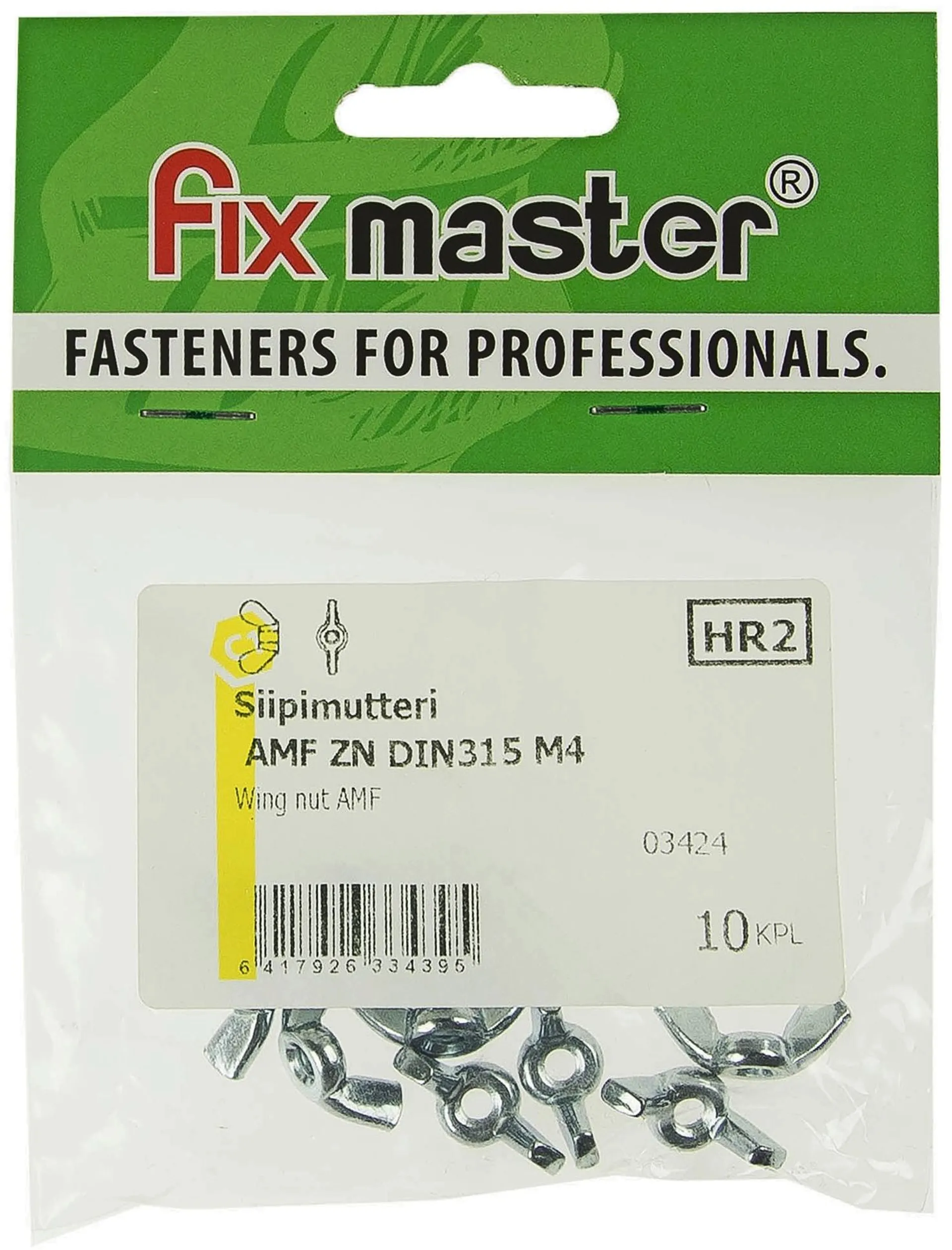 Fix Master siipimutteri M4 sinkitty 10kpl