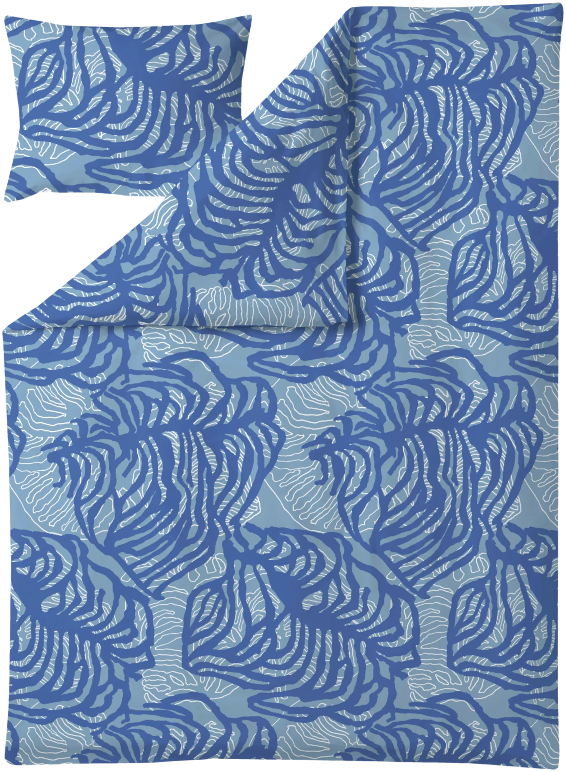 Finlayson pussilakanasetti Viuhkakorallit 150x210+50x60 cm, sininen-vaaleansininen - 1