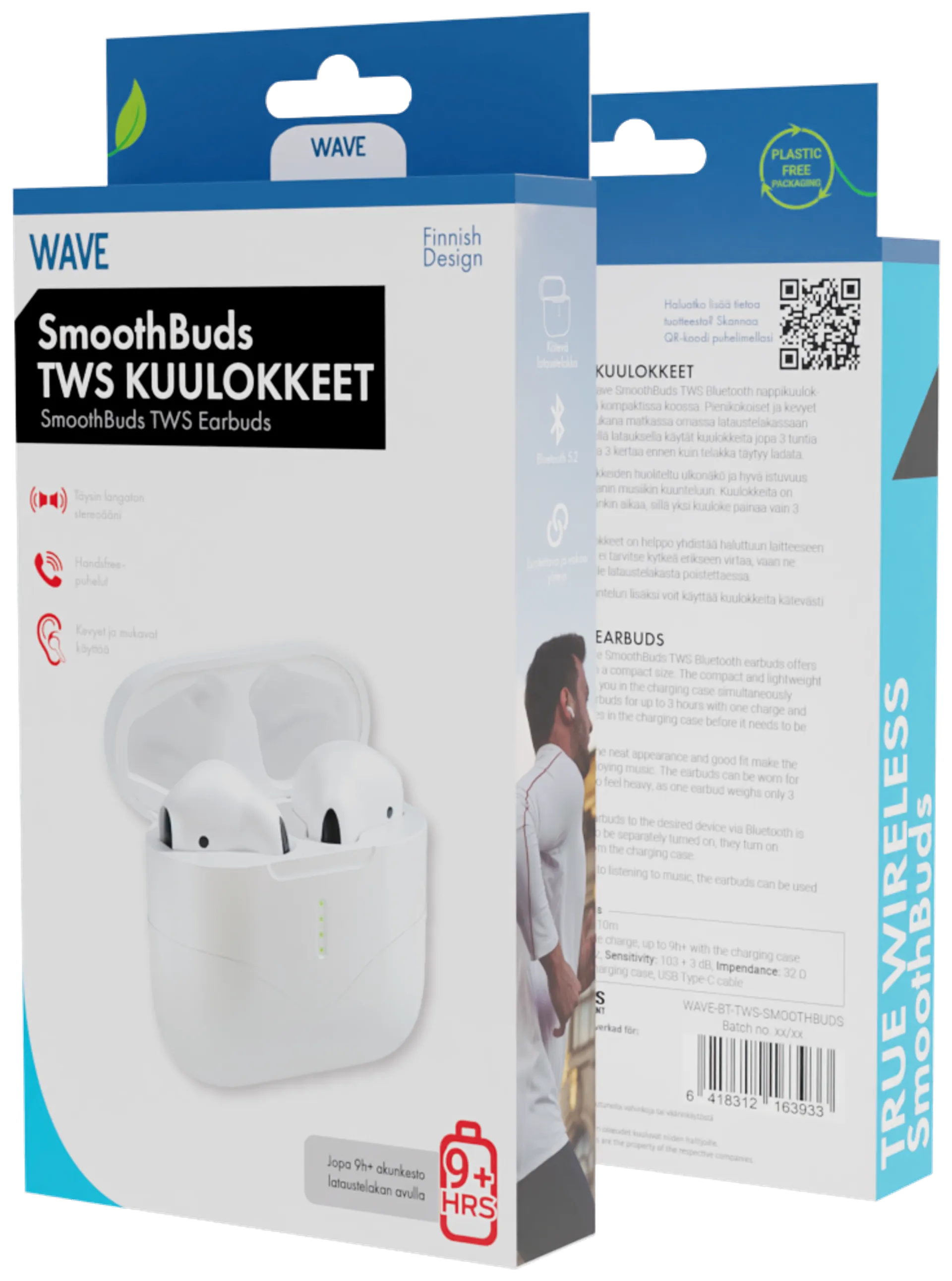 Wave SmoothBuds TWS bluetooth nappikuulokkeet, valkoinen - 2
