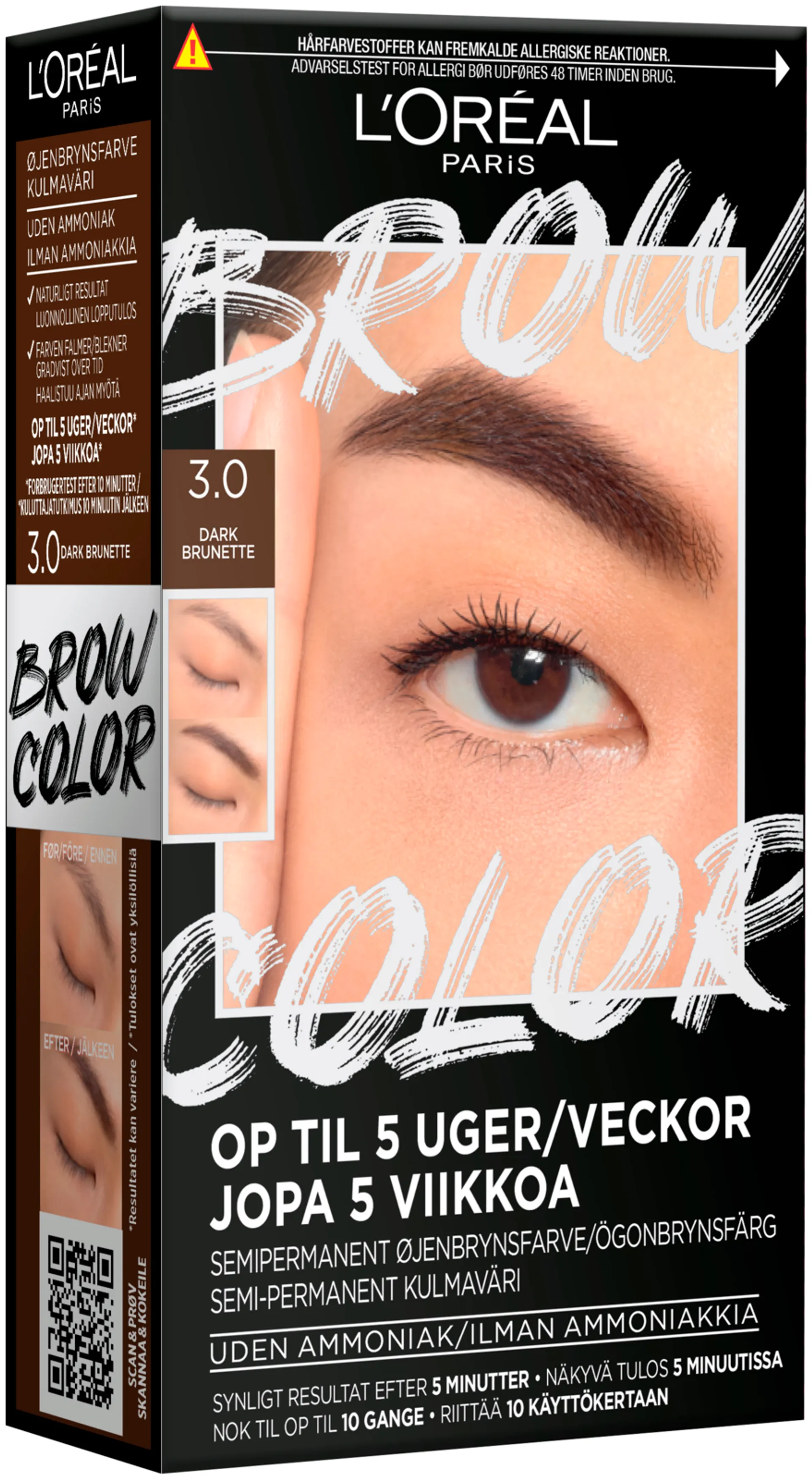 L'Oréal Paris Brow Color Kit 3.0 Dark Brunette kulmaväri 30ml - 3.0 Dark Brunette - 1