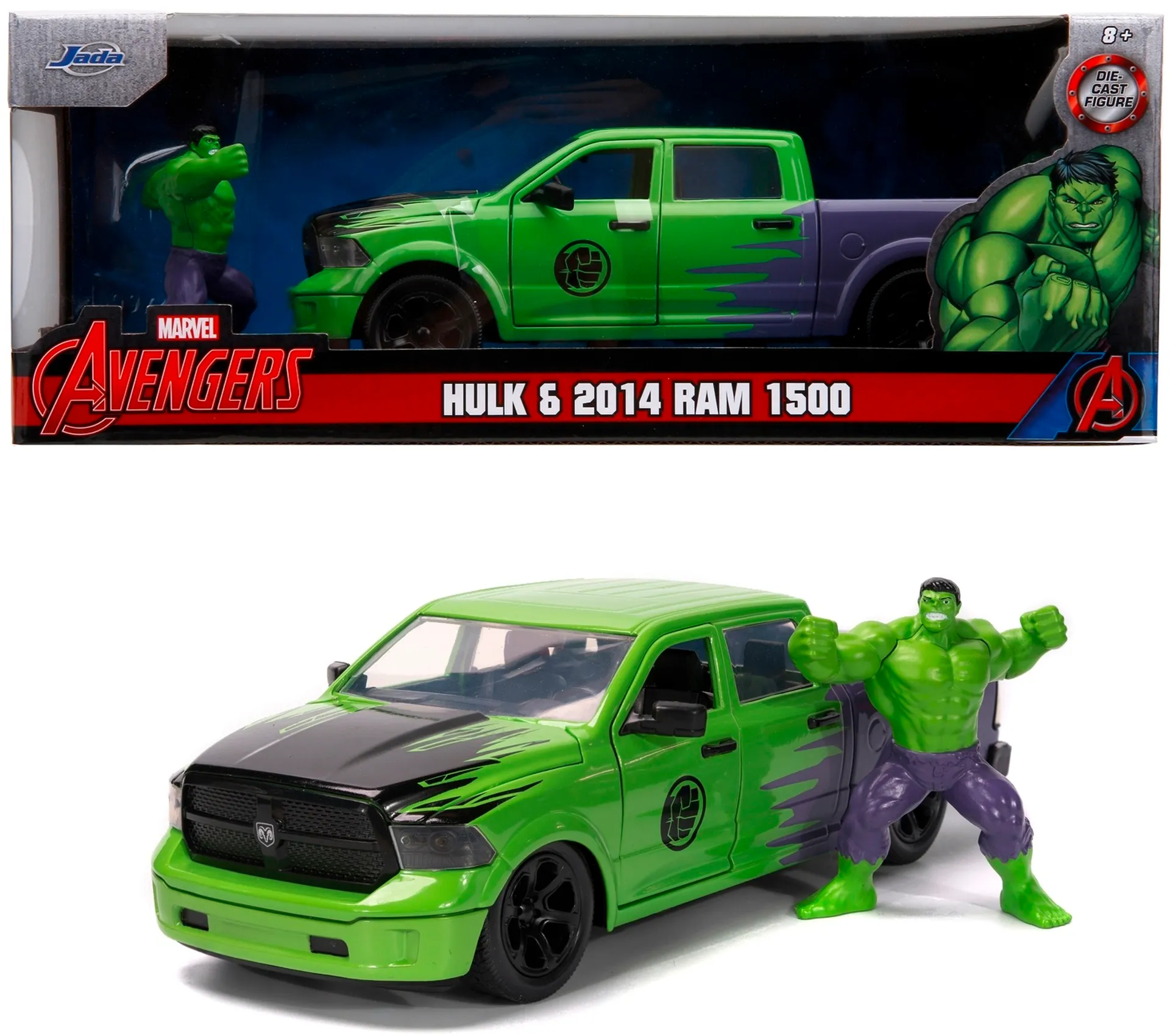 Jada Marvel Hulk ja 2014 Dodge Ram 1500, 20 cm, 1:24, die-cast - 1