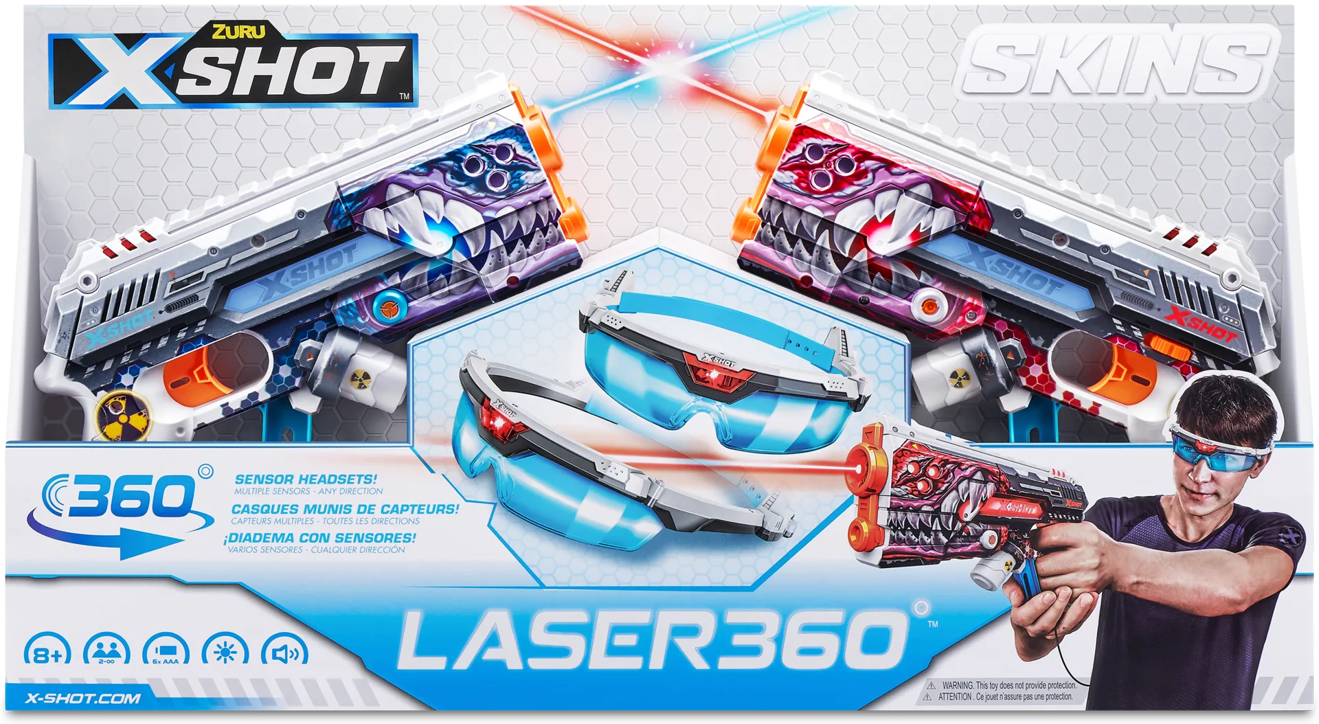 X-Shot Laser Skins Laser 360 2 kpl aseita sekä suojalasit - 1