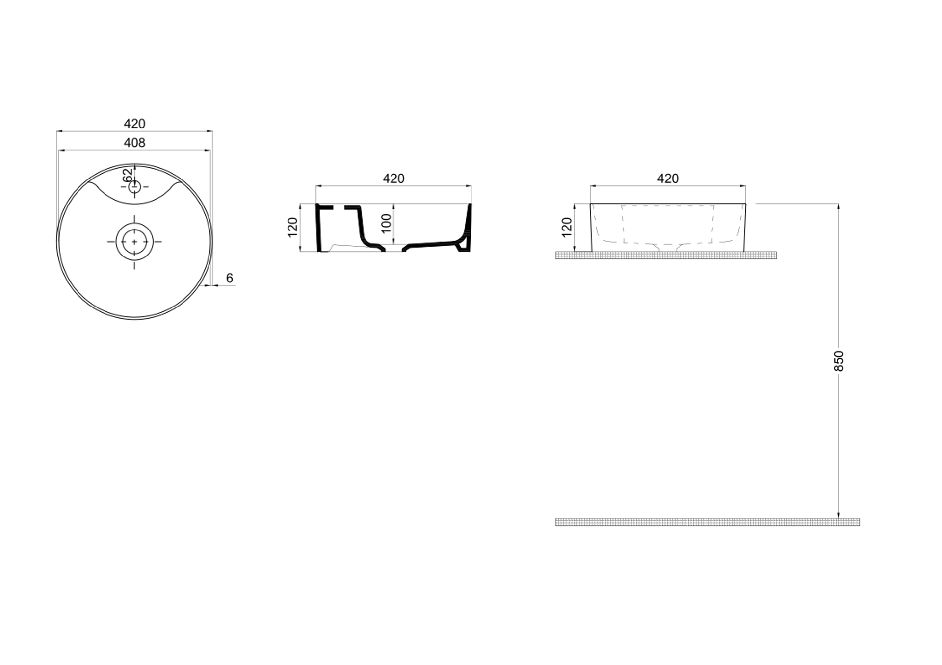 Tammiholma malja-allas Ovar 42 cm antrasiitti - 2