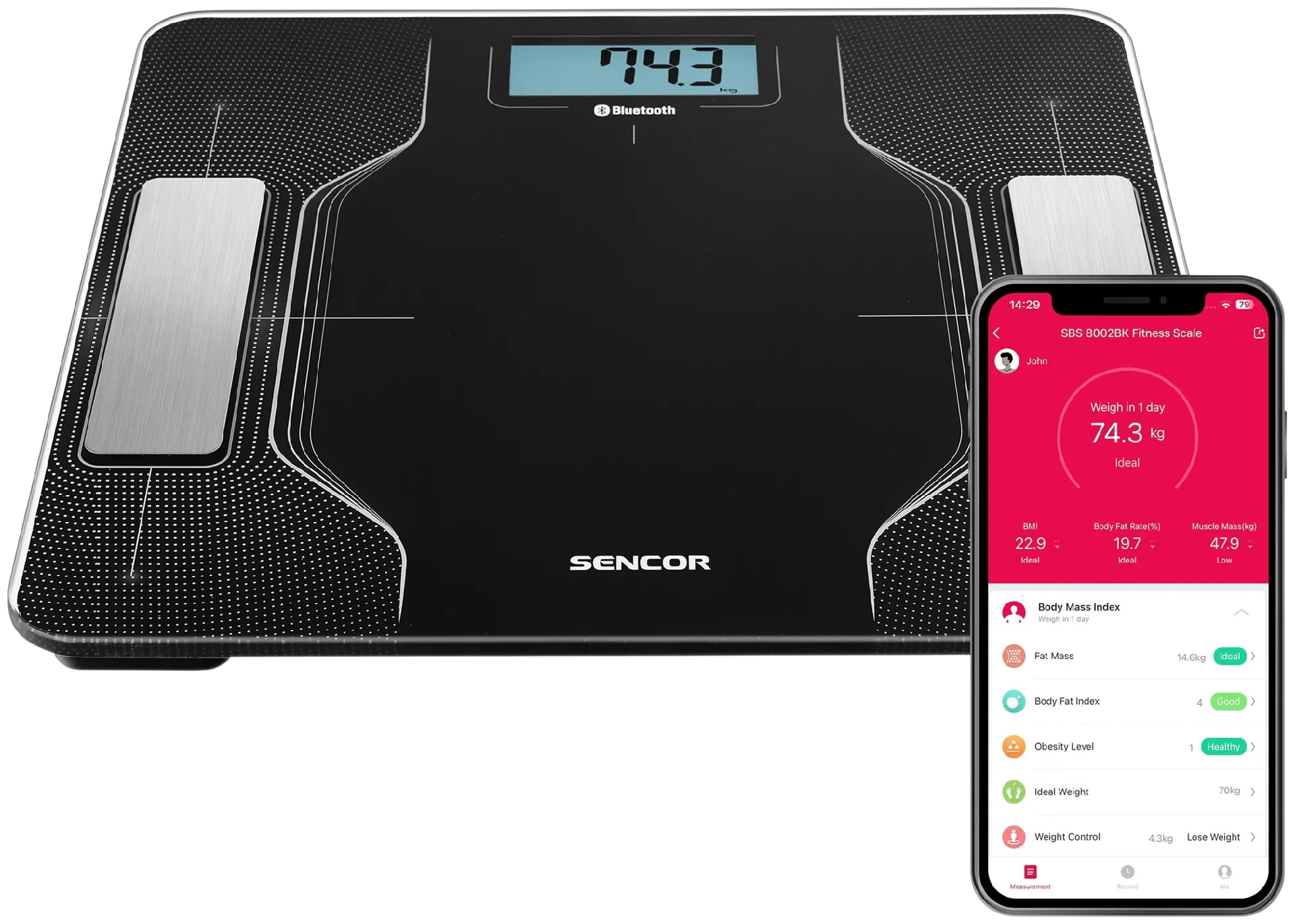 Sencor SBS 8002BK Smart Fitness vaaka, Bluetooth Aplikaatio iOS ja Android. Google Fit ja Aplle Health. Mittaustulosten analysointi - 2
