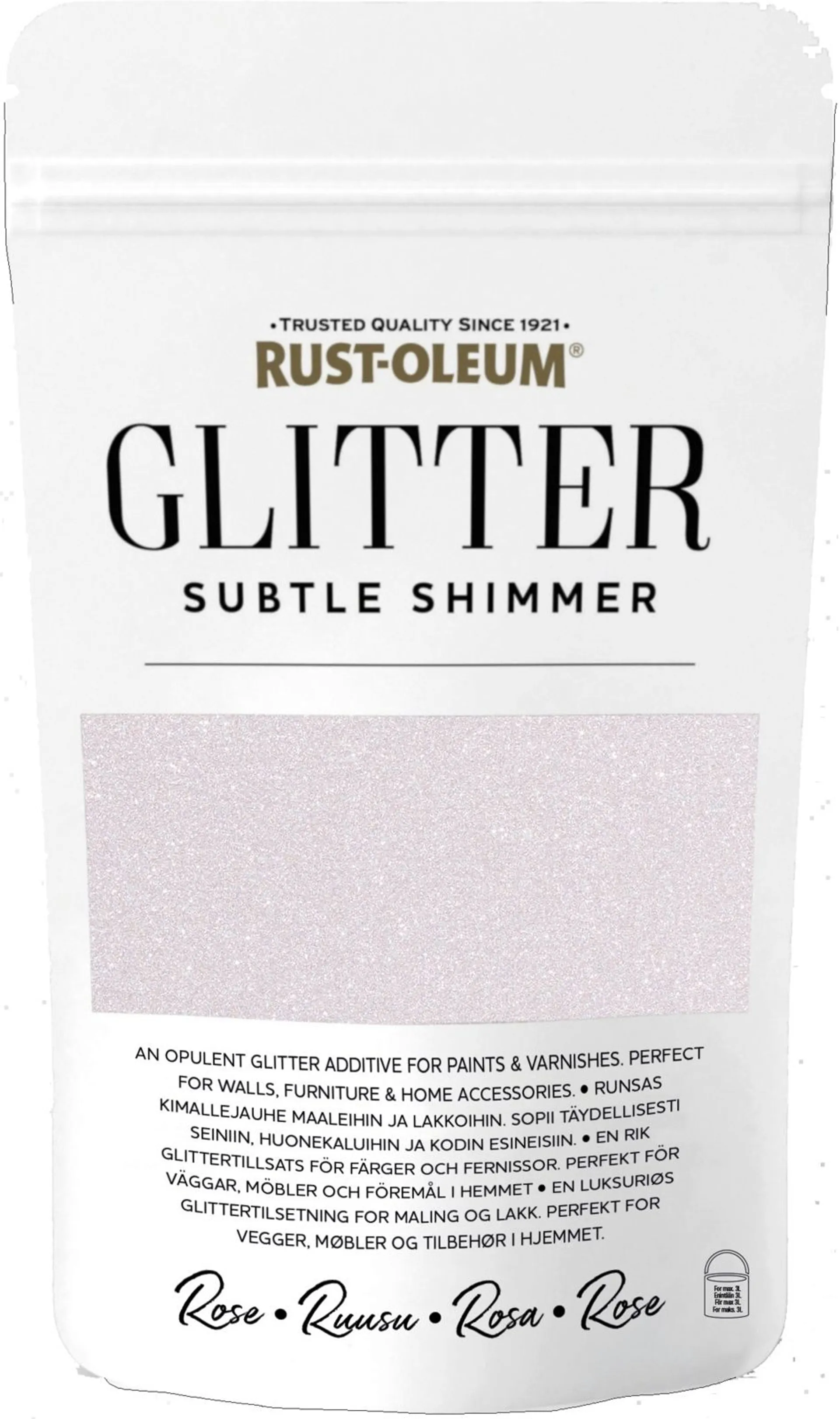 Rust-Oleum 70g glitter-jauhe maaleihin ja lakkoihin ruusukulta