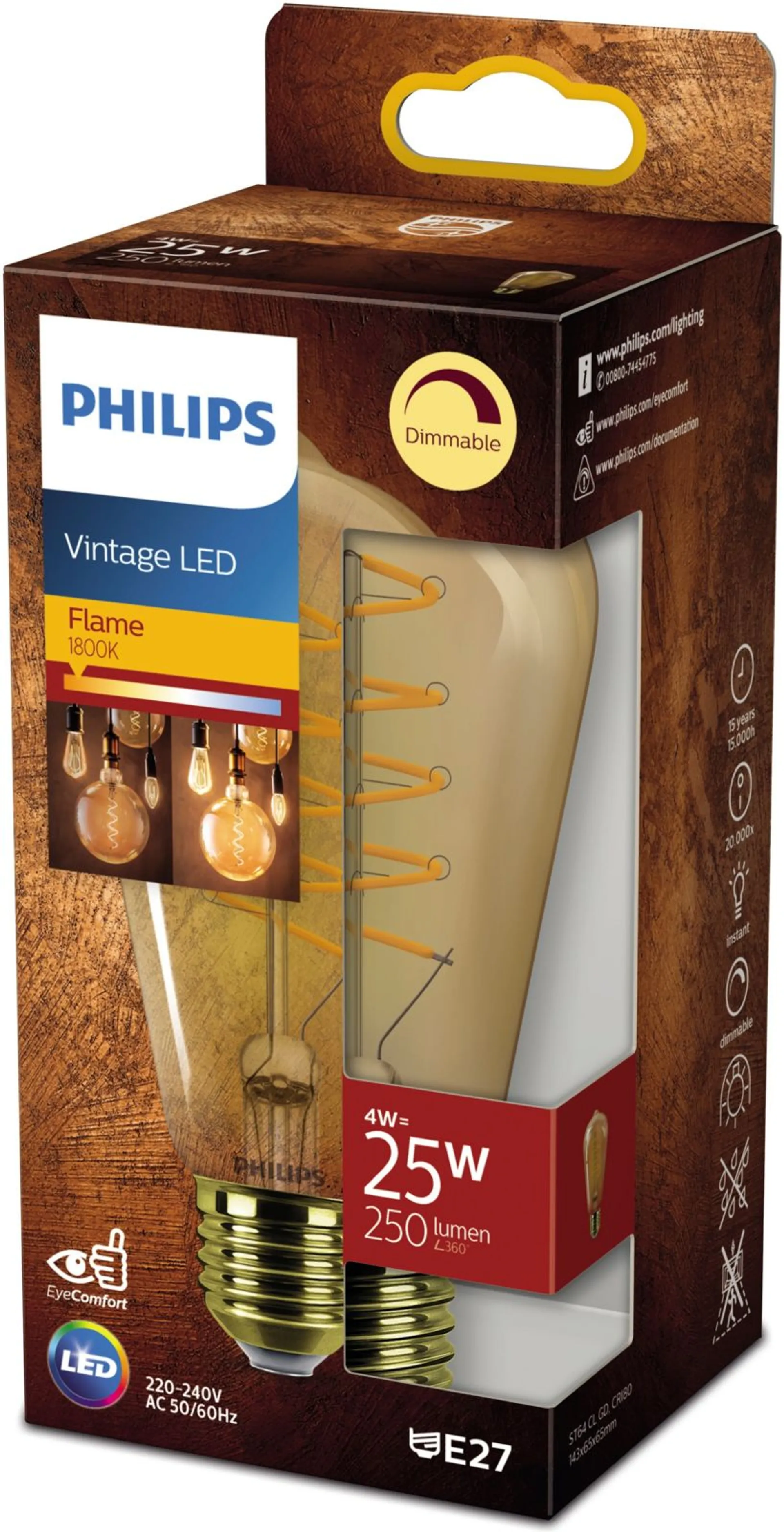 Philips LED hehkulamppu (himmennettävä) 25W ST64 E27 GOLD - 2