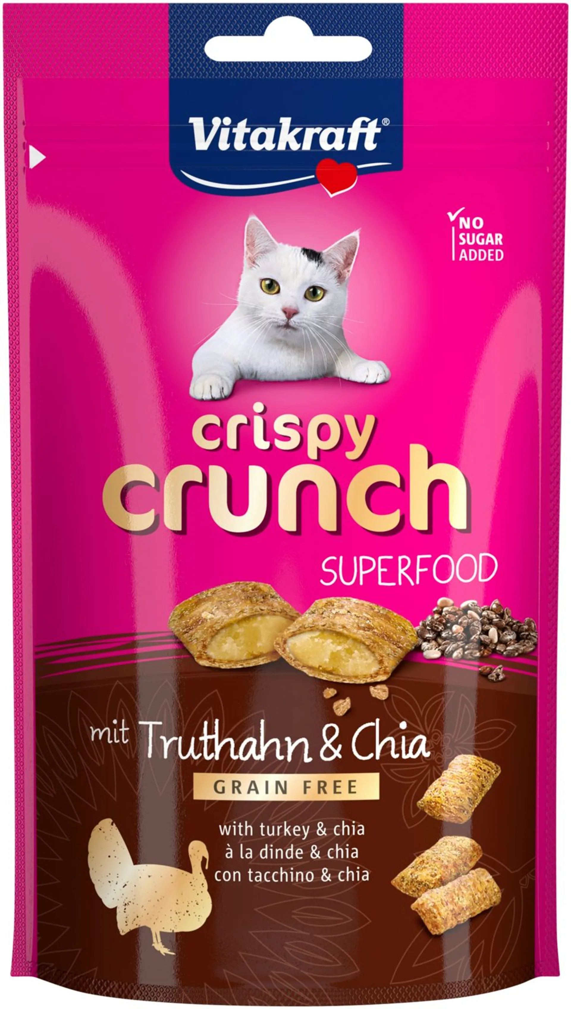 Vitakraft Crispy Crunch Kalkkuna+Chia Kissanherkku 60g
