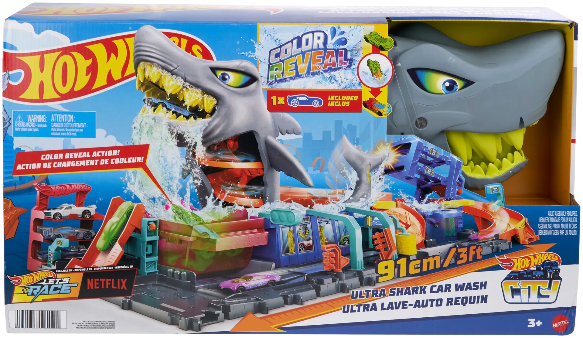 Hot Wheels City Ultra Shark -autopesulaleikkisetti - 4