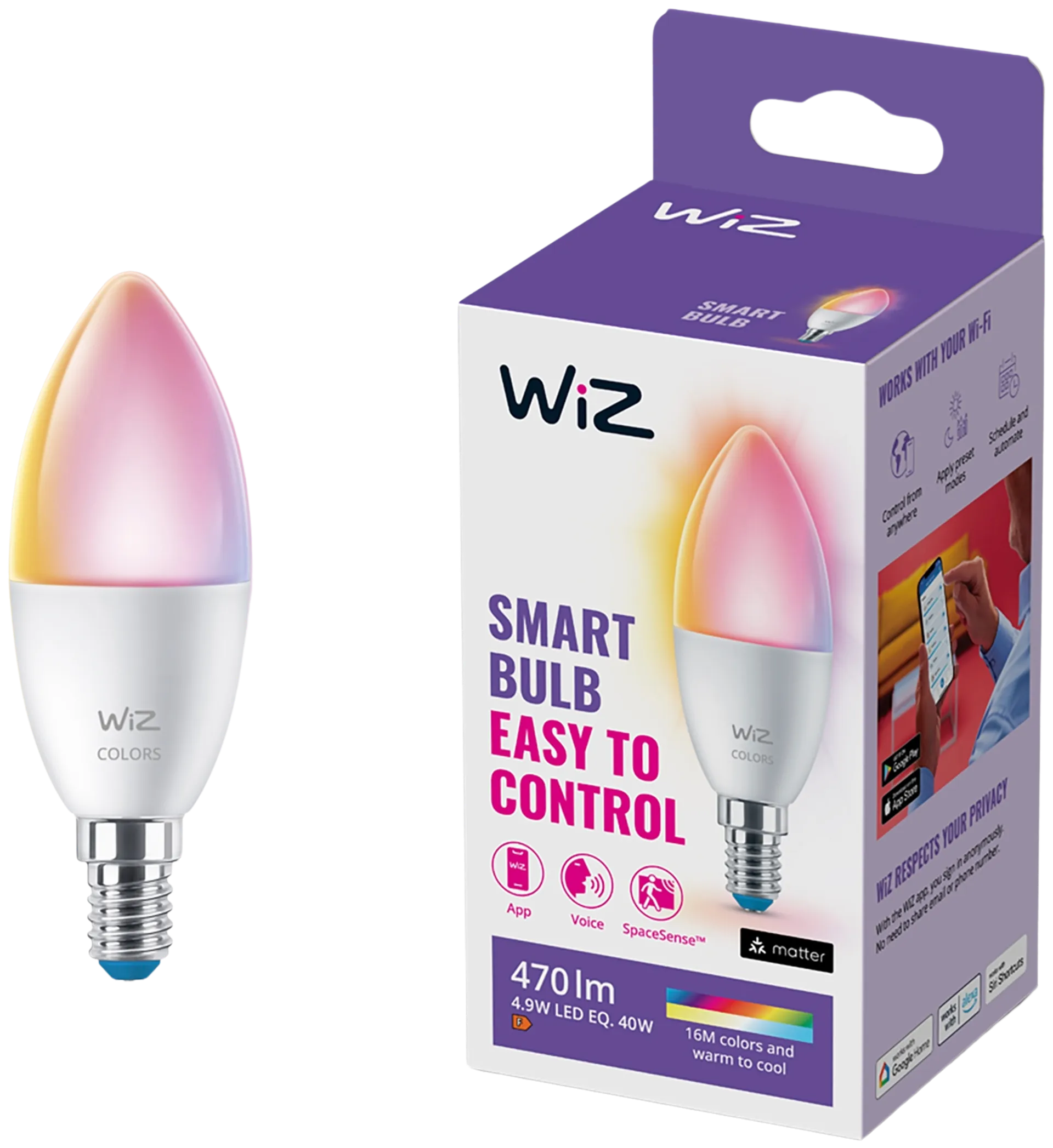 WiZ älylamppu E14 C37 4.6W Color Wi-Fi - 1